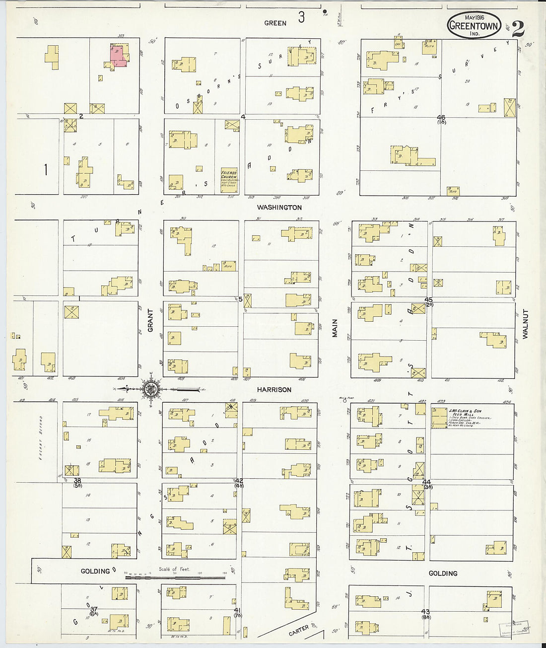 This old map of Greentown, Howard County, Indiana was created by Sanborn Map Company in 1916