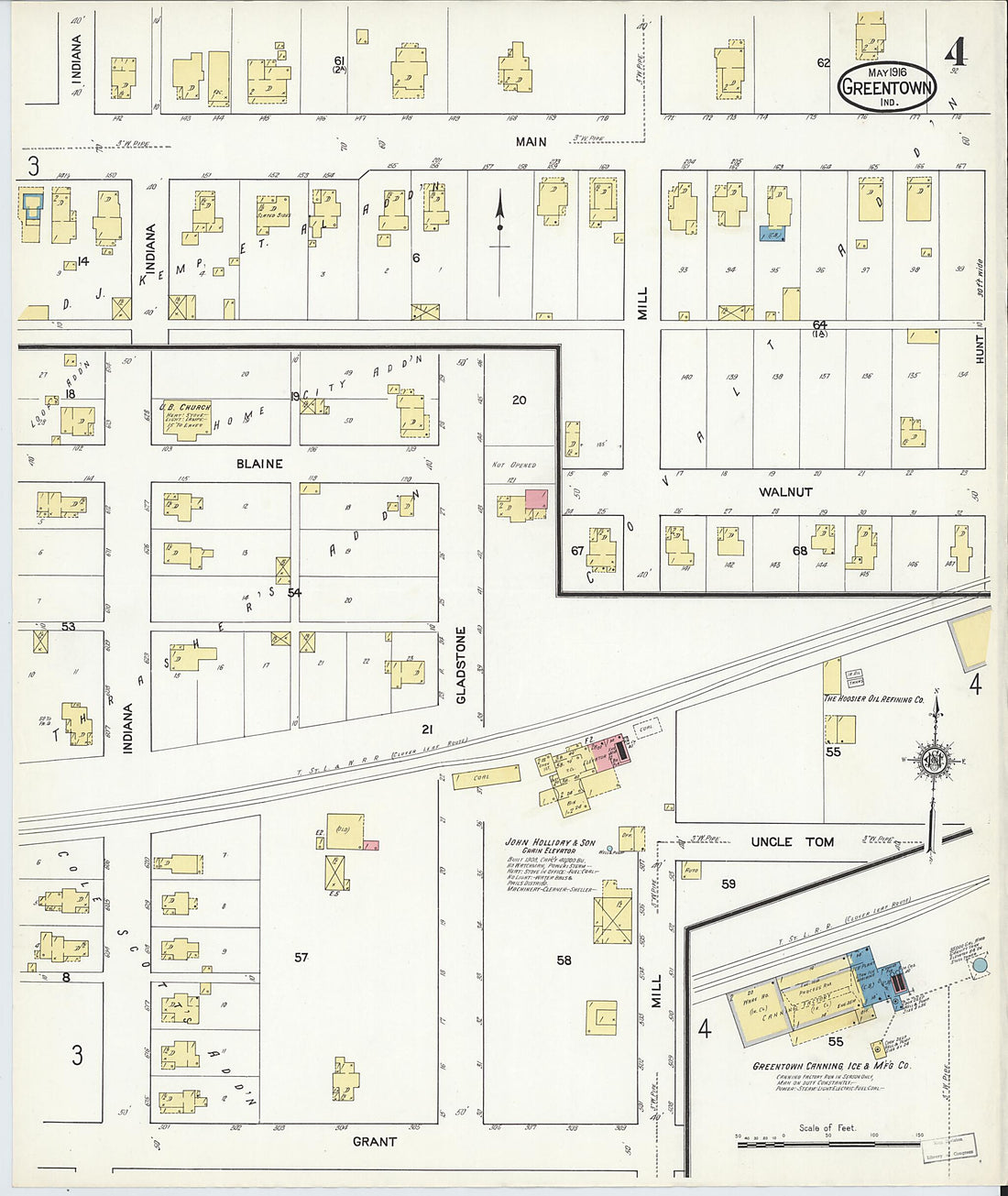 This old map of Greentown, Howard County, Indiana was created by Sanborn Map Company in 1916