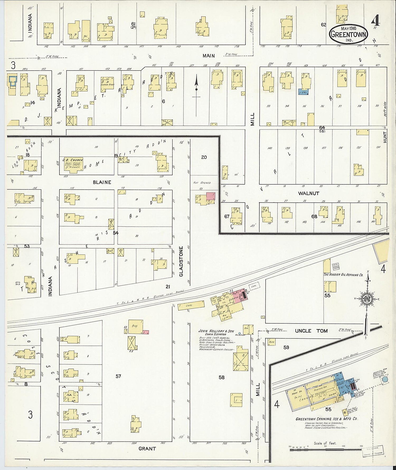 This old map of Greentown, Howard County, Indiana was created by Sanborn Map Company in 1916