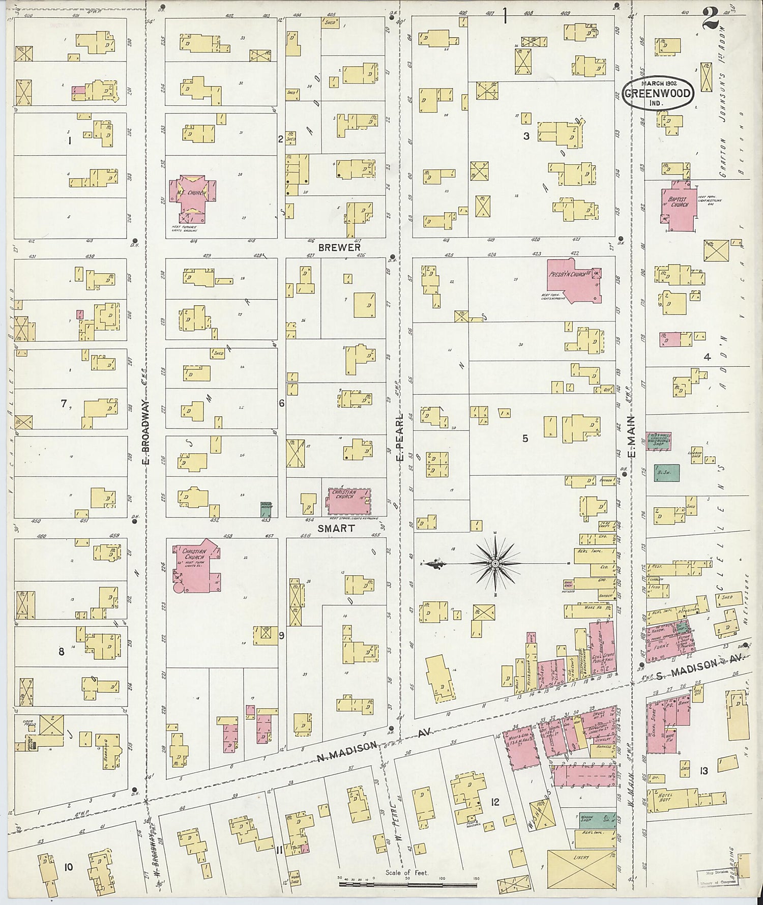 This old map of Greenwood, Johnson County, Indiana was created by Sanborn Map Company in 1902