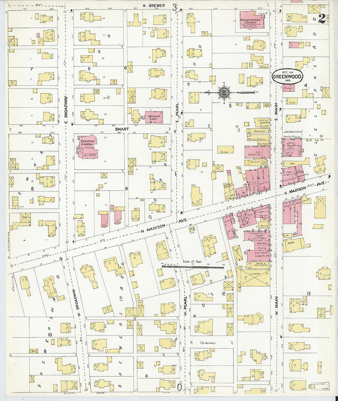 This old map of Greenwood, Johnson County, Indiana was created by Sanborn Map Company in 1910