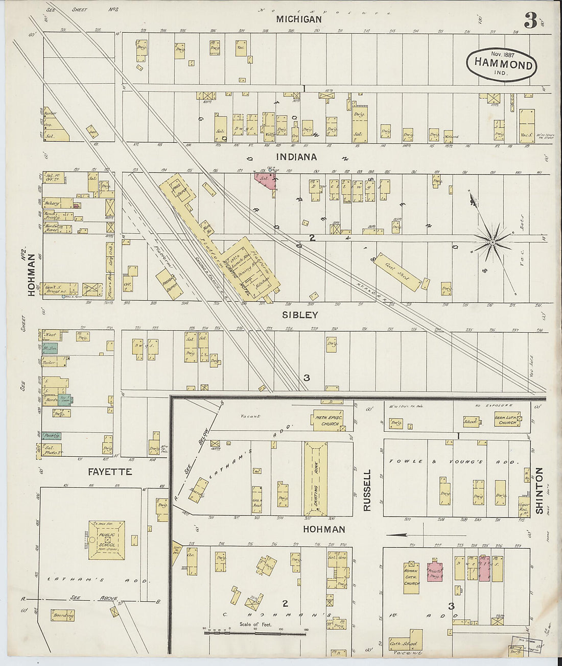 This old map of Hammond, Lake County, Indiana was created by Sanborn Map Company in 1887