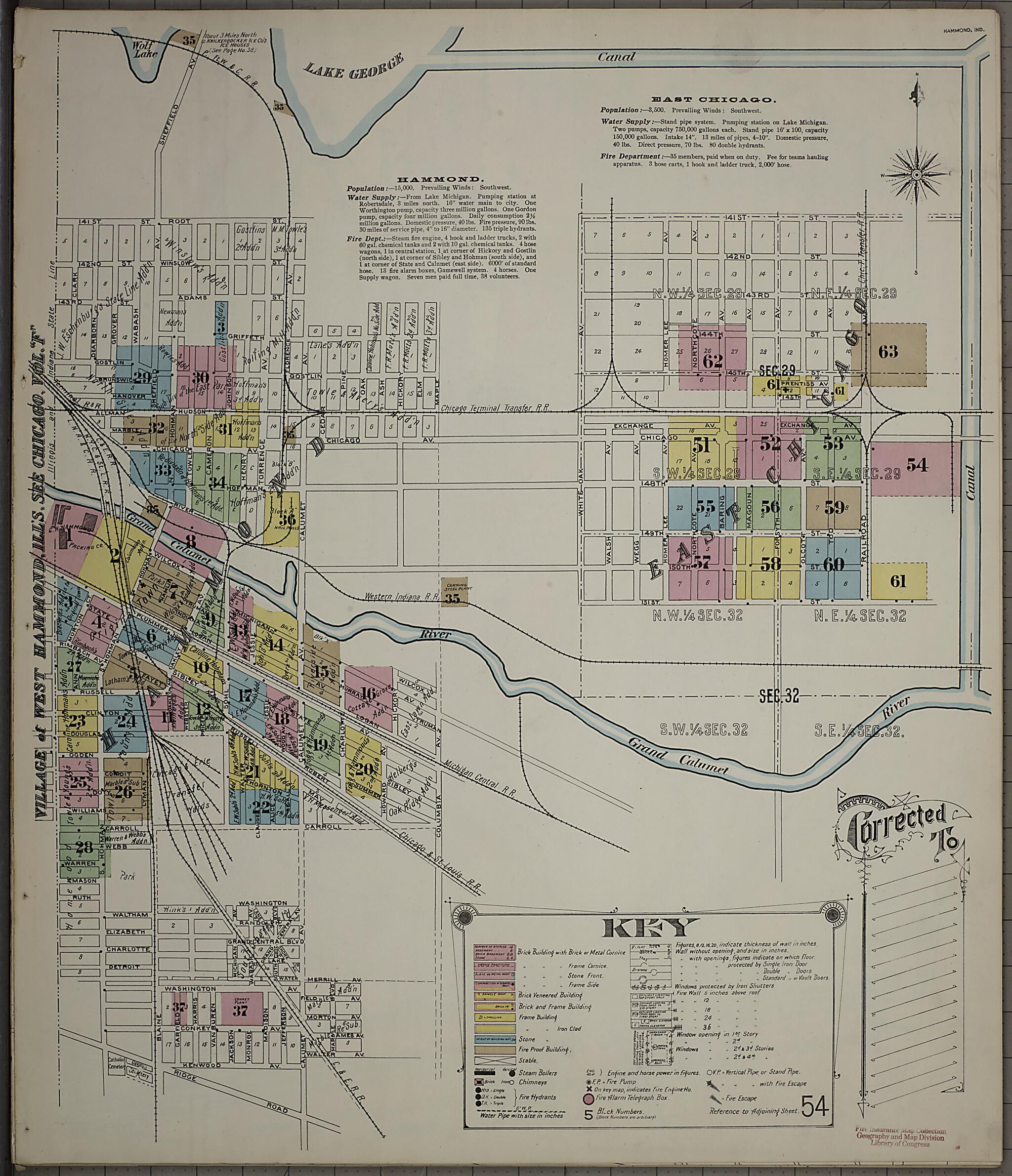 This old map of Hammond, Lake County, Indiana was created by Sanborn Map Company in 1898