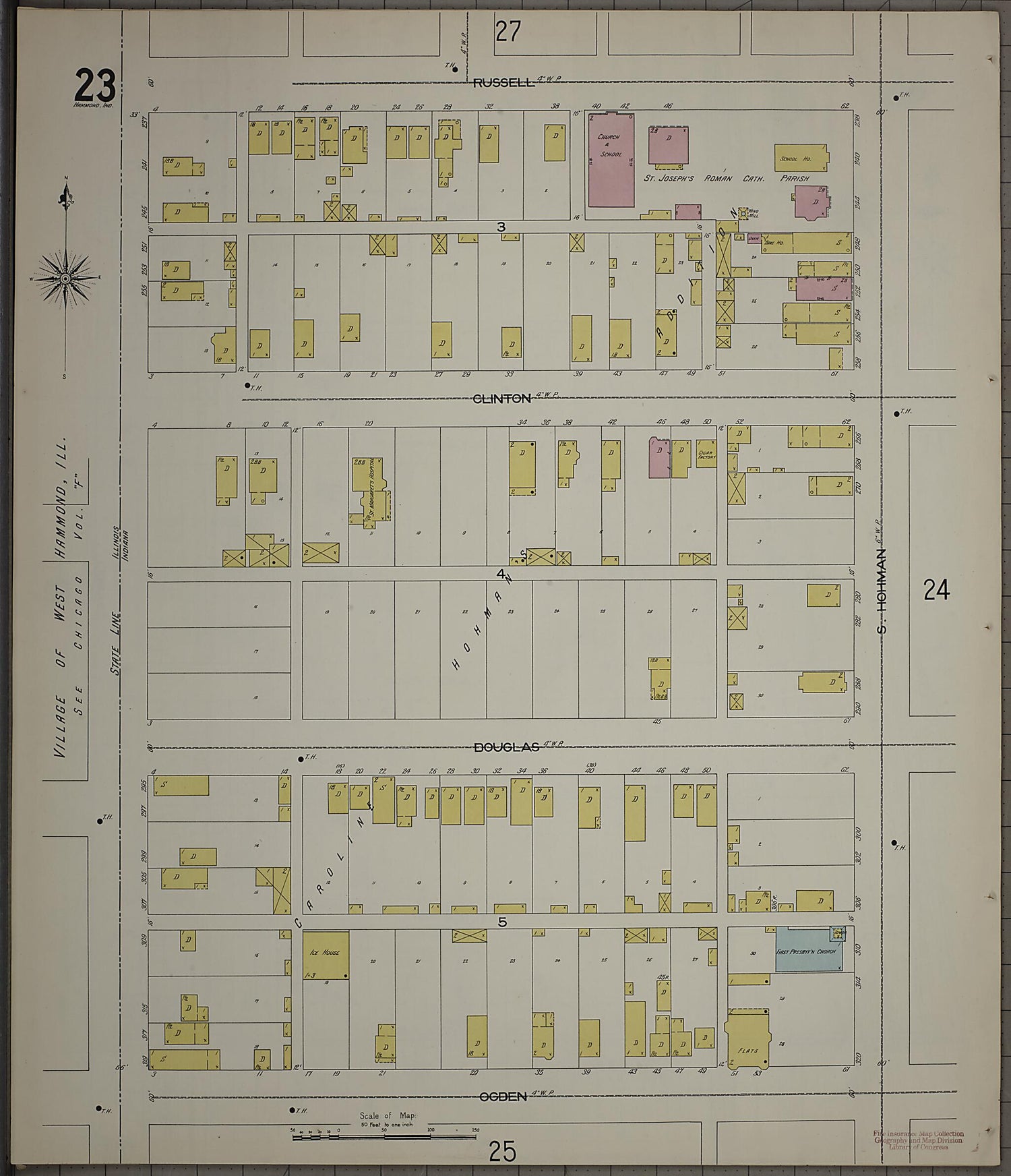 This old map of Hammond, Lake County, Indiana was created by Sanborn Map Company in 1898