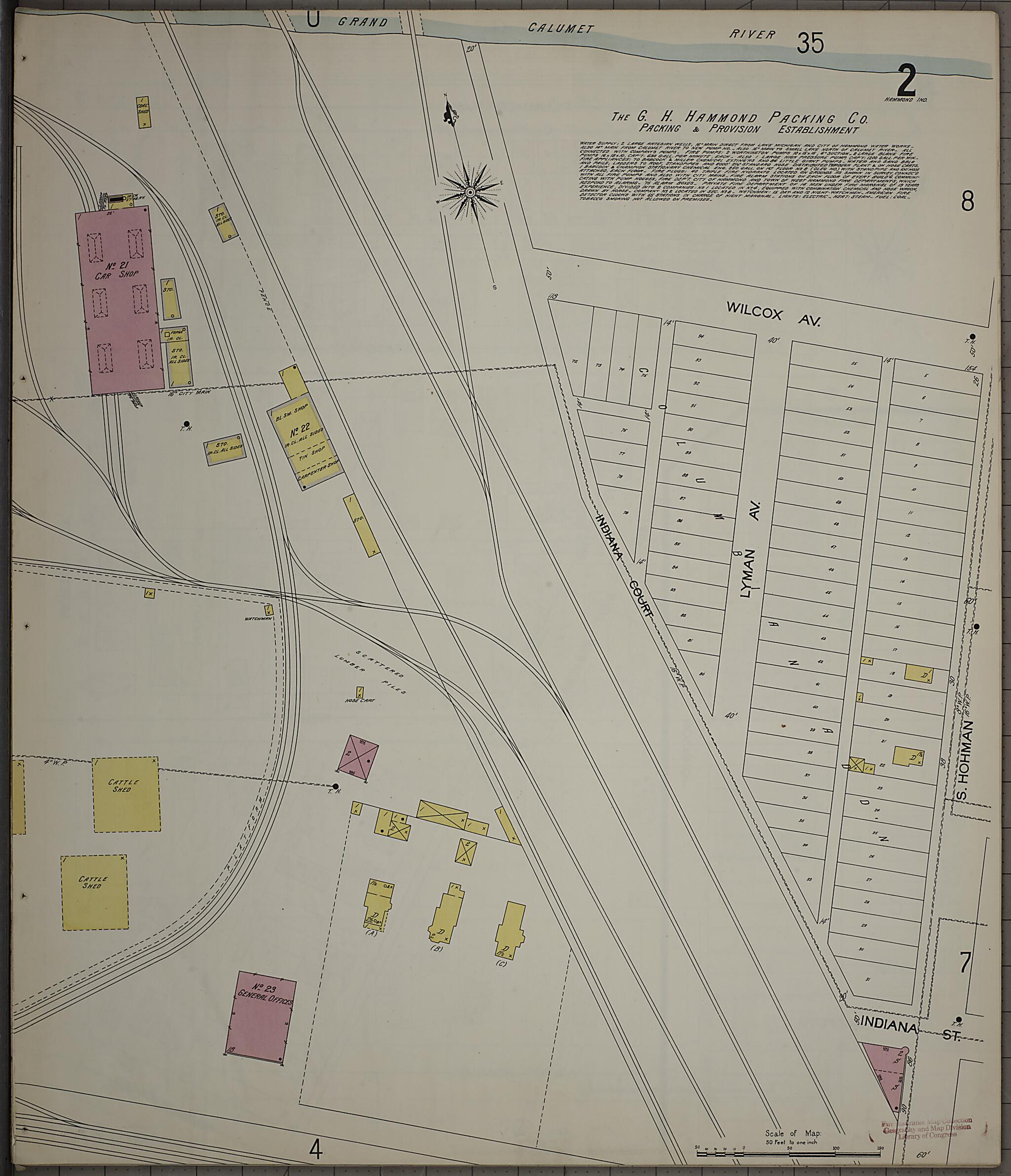 This old map of Hammond, Lake County, Indiana was created by Sanborn Map Company in 1898