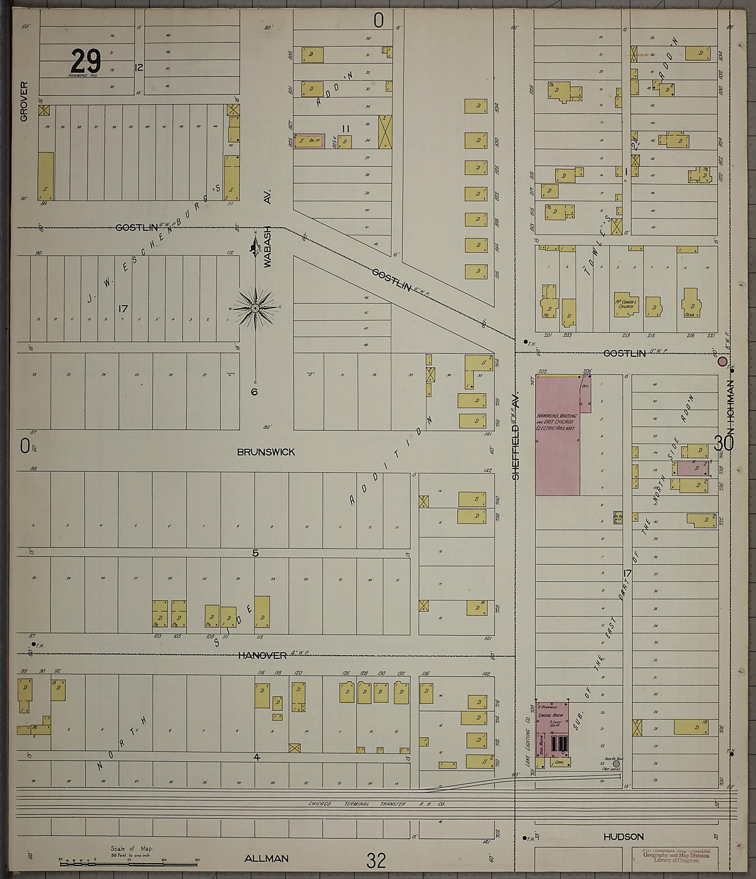 This old map of Hammond, Lake County, Indiana was created by Sanborn Map Company in 1898