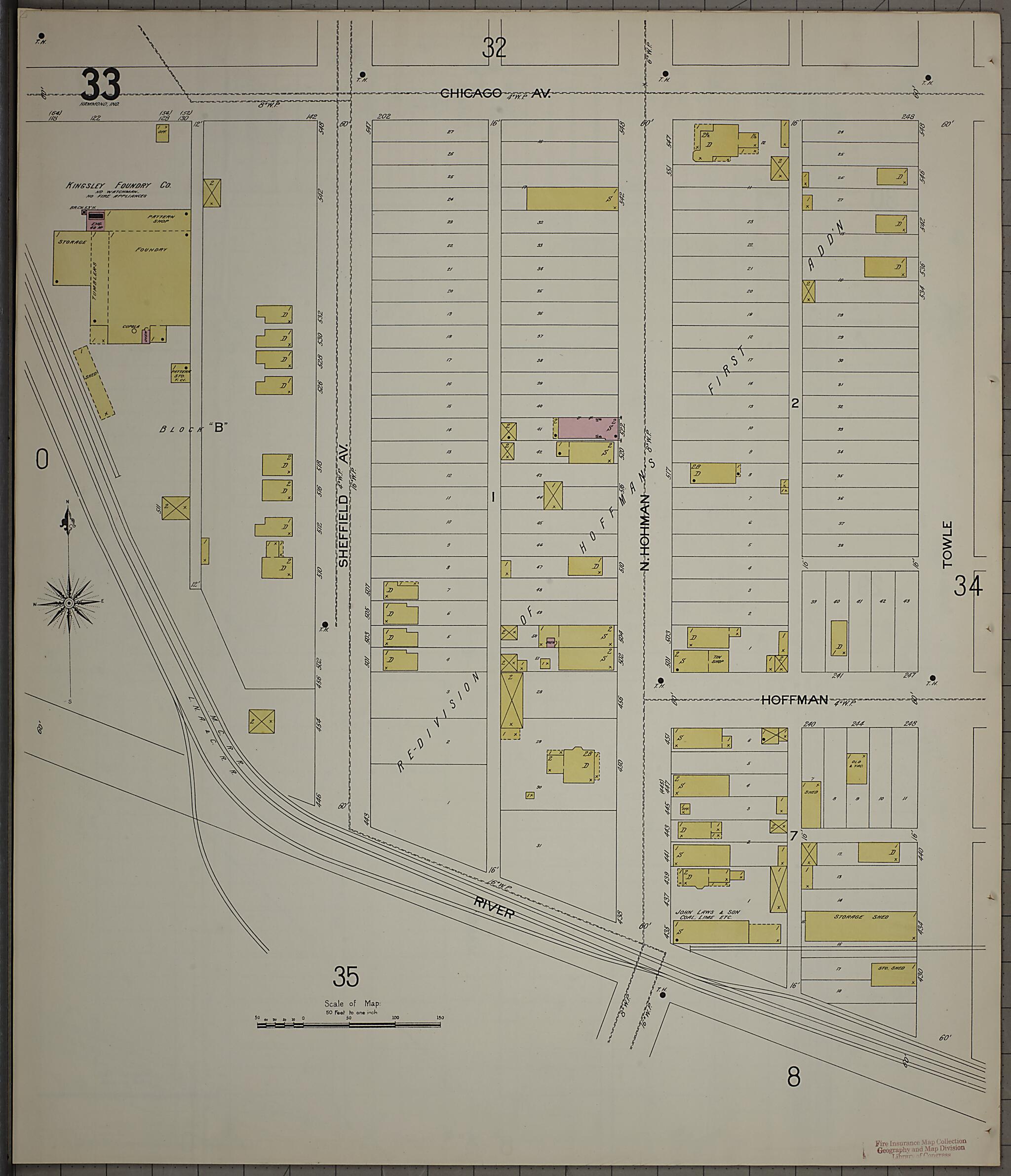 This old map of Hammond, Lake County, Indiana was created by Sanborn Map Company in 1898