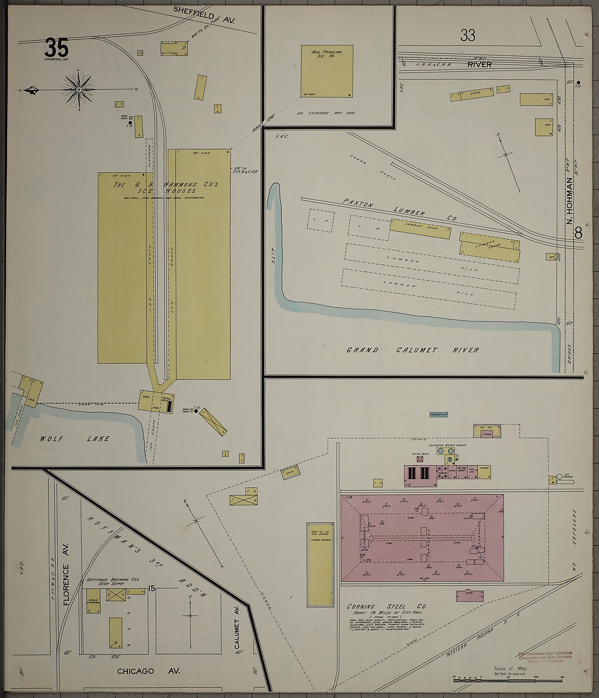 This old map of Hammond, Lake County, Indiana was created by Sanborn Map Company in 1898