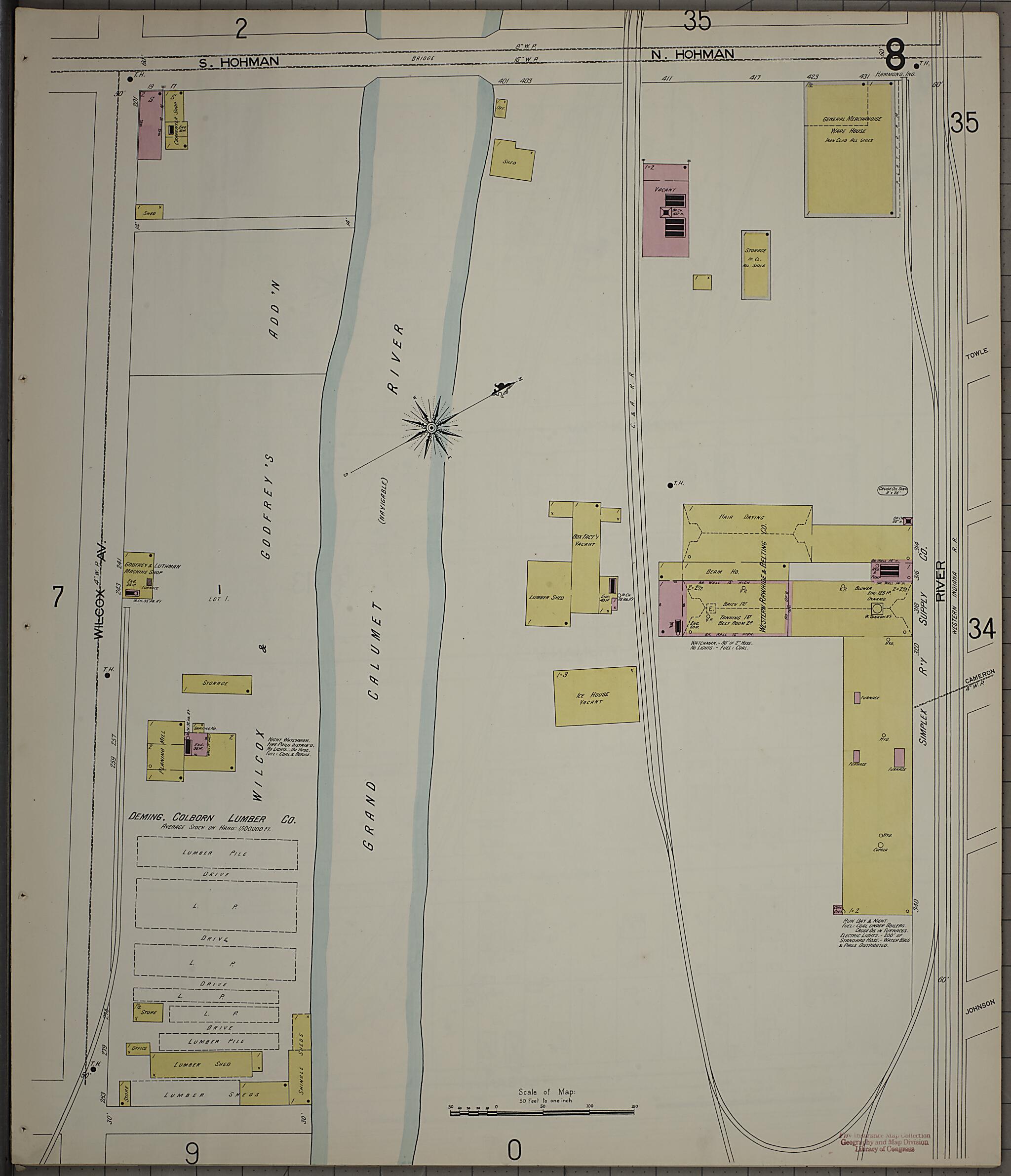 This old map of Hammond, Lake County, Indiana was created by Sanborn Map Company in 1898