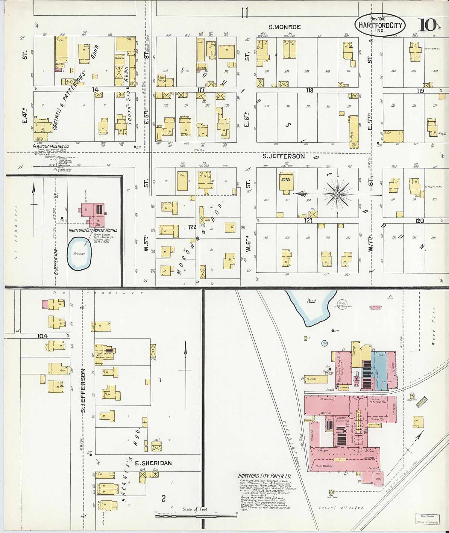 This old map of Hartford City, Blackford County, Indiana was created by Sanborn Map Company in 1901