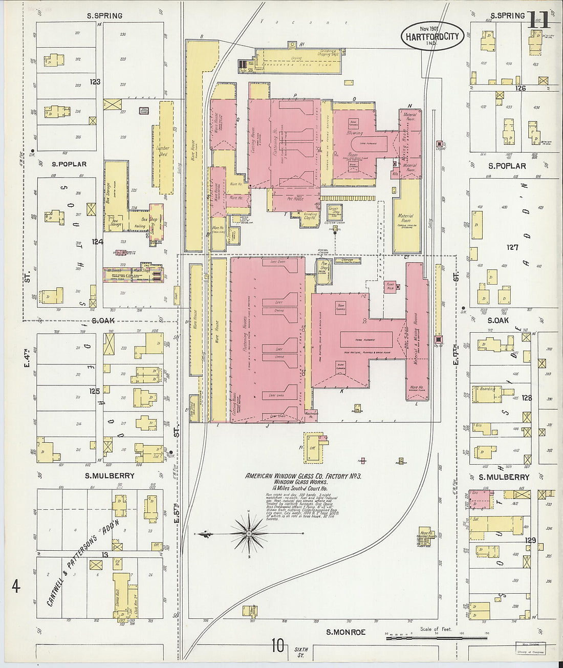 This old map of Hartford City, Blackford County, Indiana was created by Sanborn Map Company in 1901