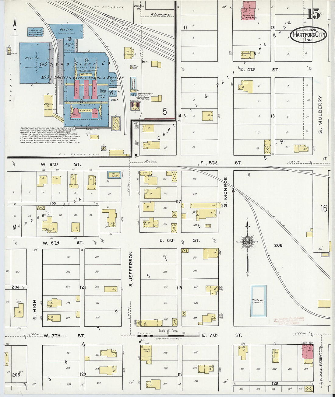 This old map of Hartford City, Blackford County, Indiana was created by Sanborn Map Company in 1920