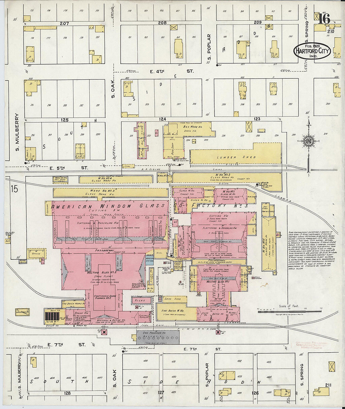 This old map of Hartford City, Blackford County, Indiana was created by Sanborn Map Company in 1920