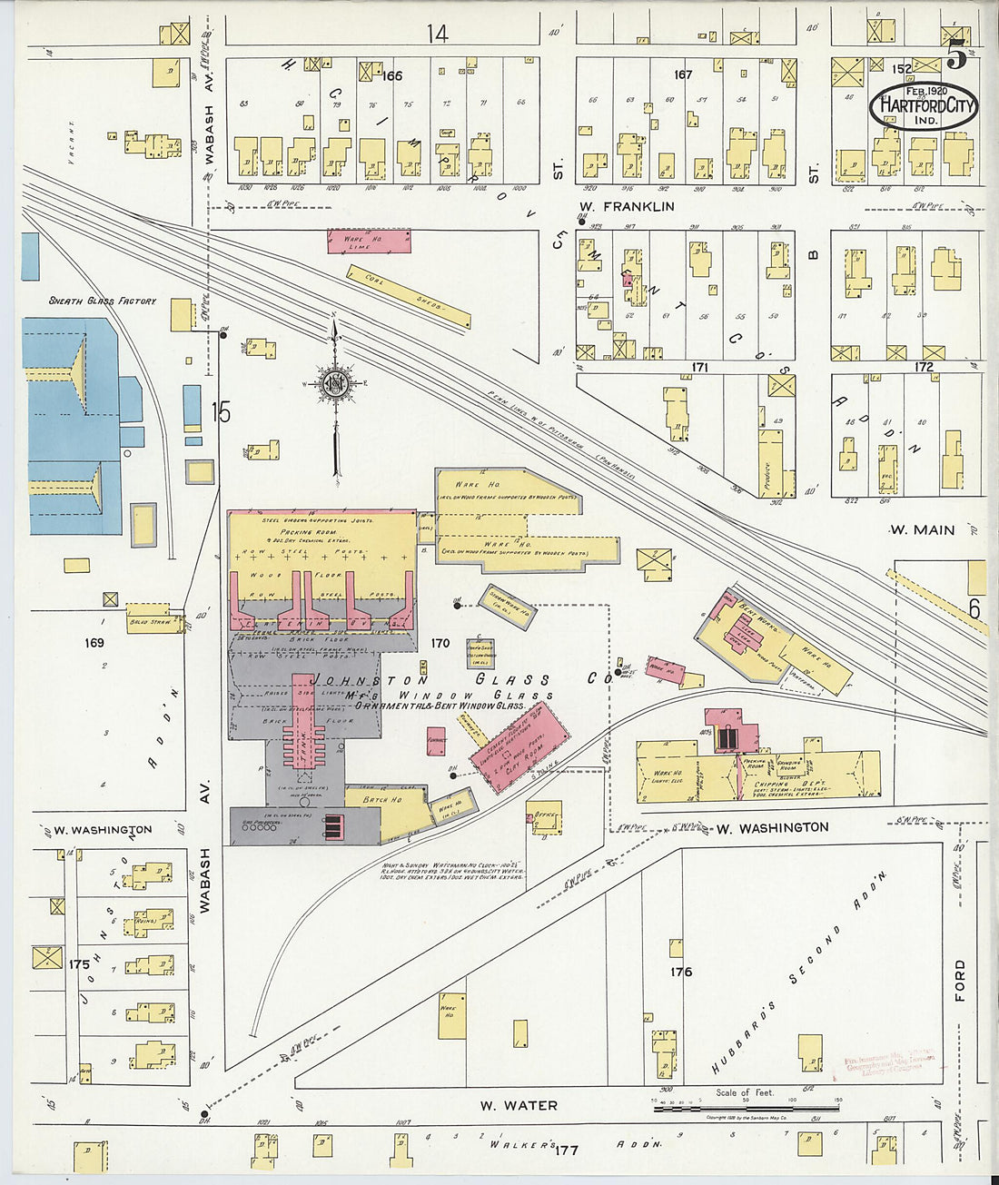 This old map of Hartford City, Blackford County, Indiana was created by Sanborn Map Company in 1920