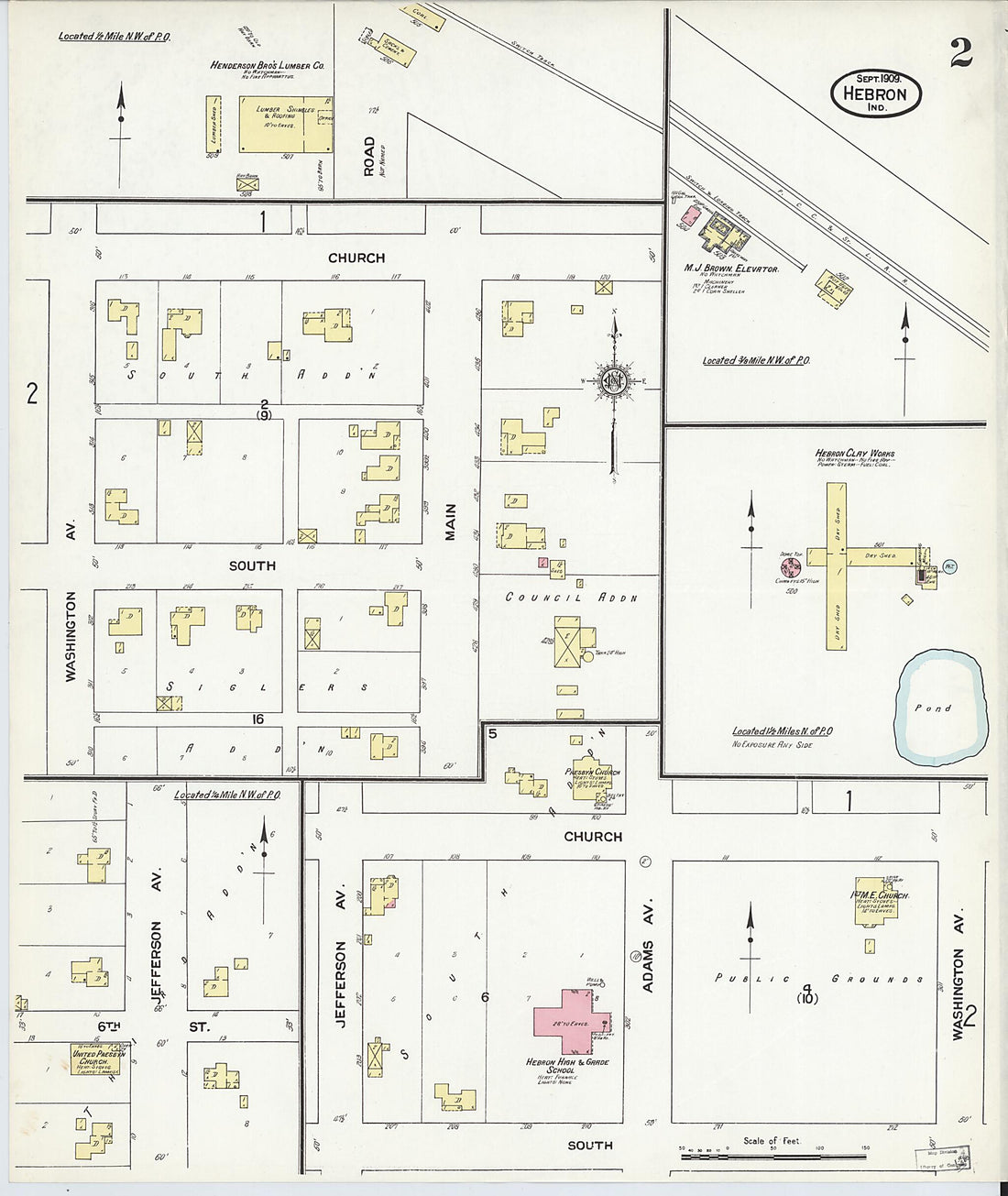 This old map of Hebron, Porter County, Indiana was created by Sanborn Map Company in 1909