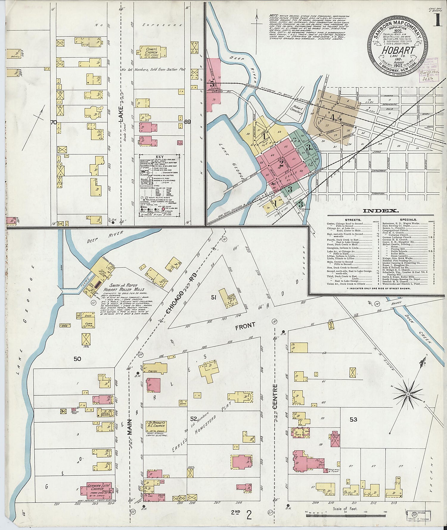 This old map of Hobart, Lake County, Indiana was created by Sanborn Map Company in 1902