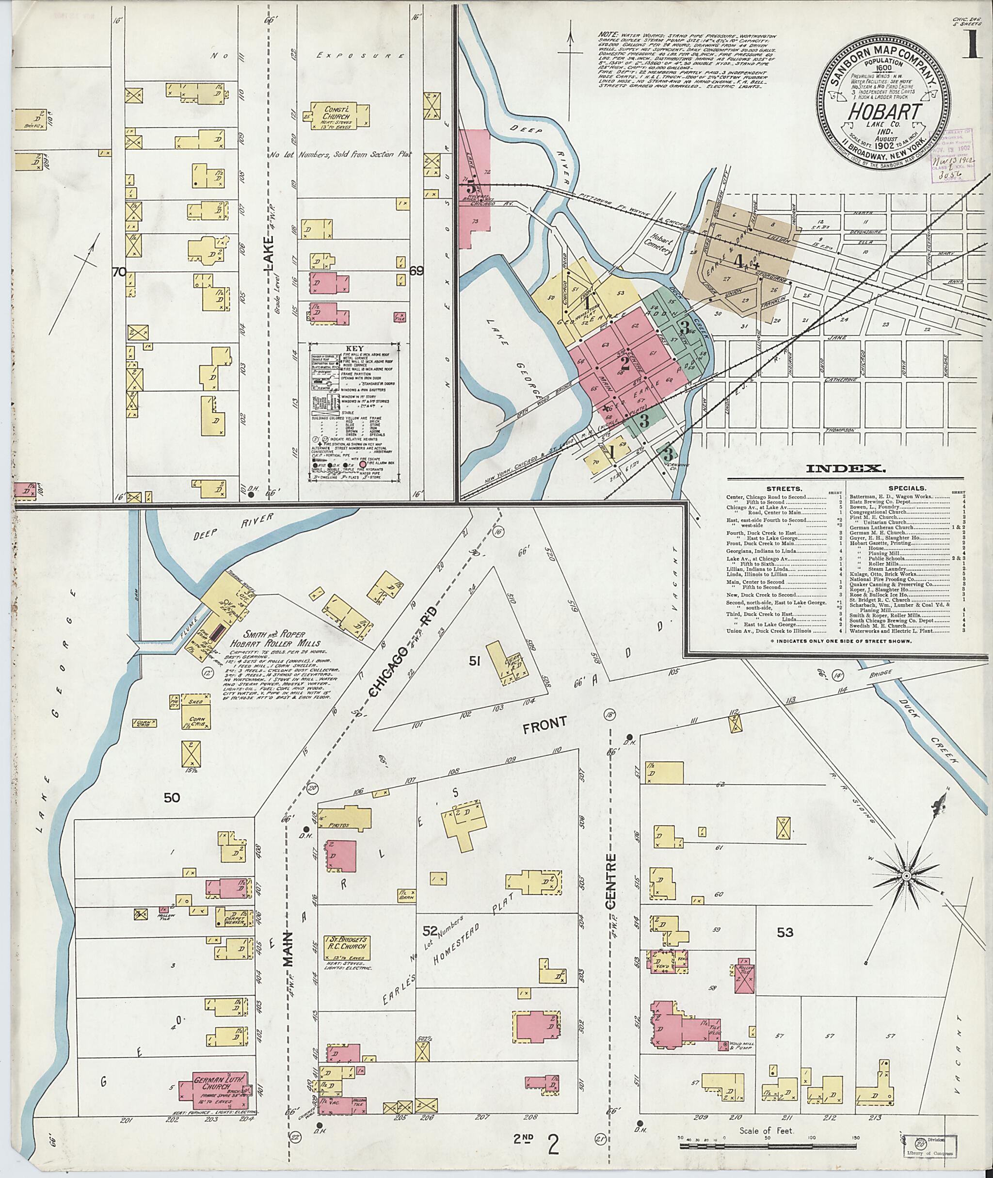 This old map of Hobart, Lake County, Indiana was created by Sanborn Map Company in 1902