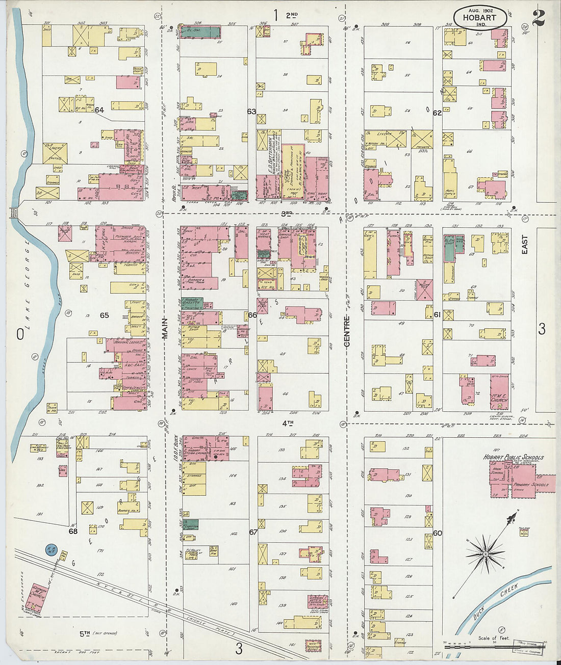 This old map of Hobart, Lake County, Indiana was created by Sanborn Map Company in 1902