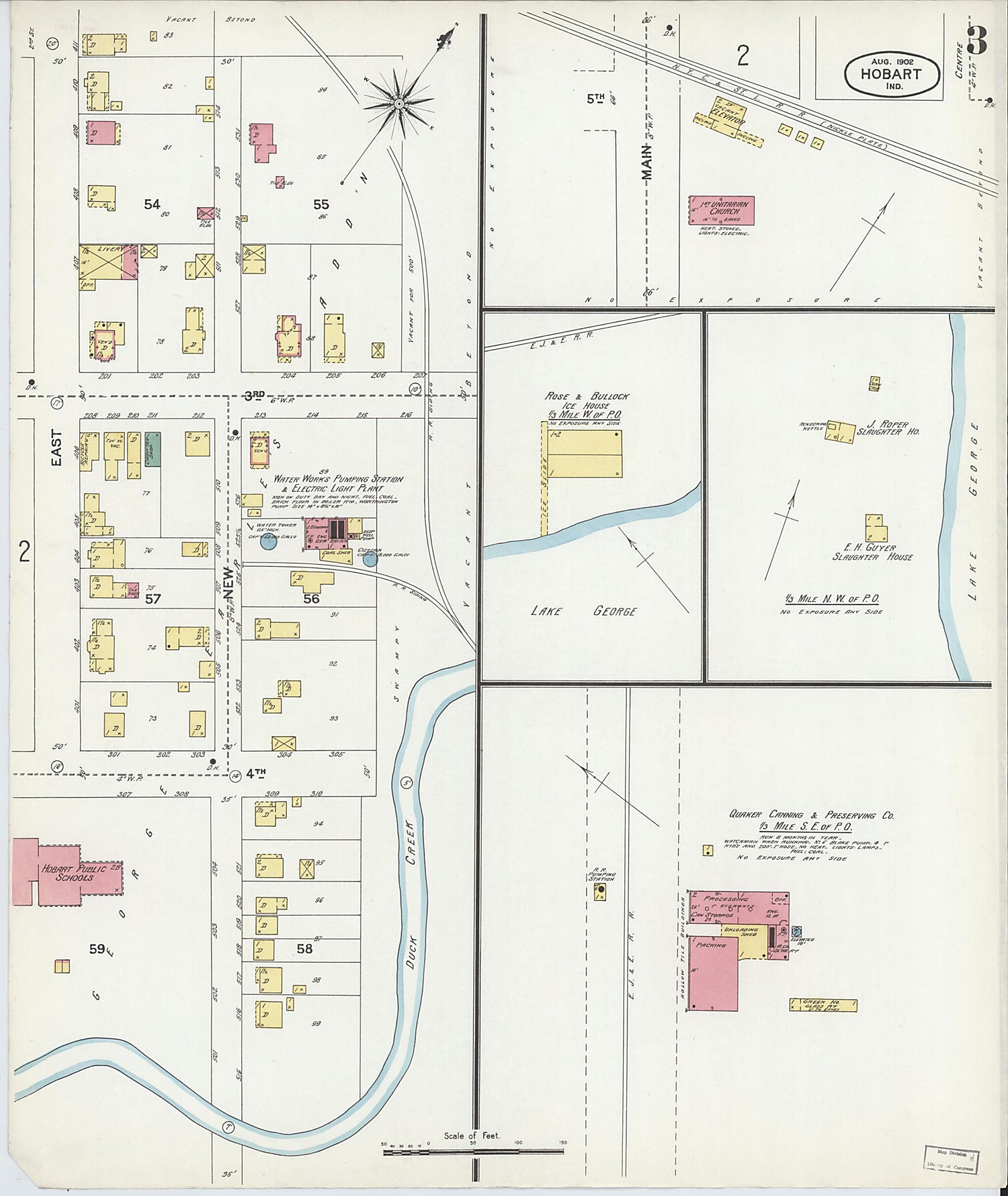 This old map of Hobart, Lake County, Indiana was created by Sanborn Map Company in 1902