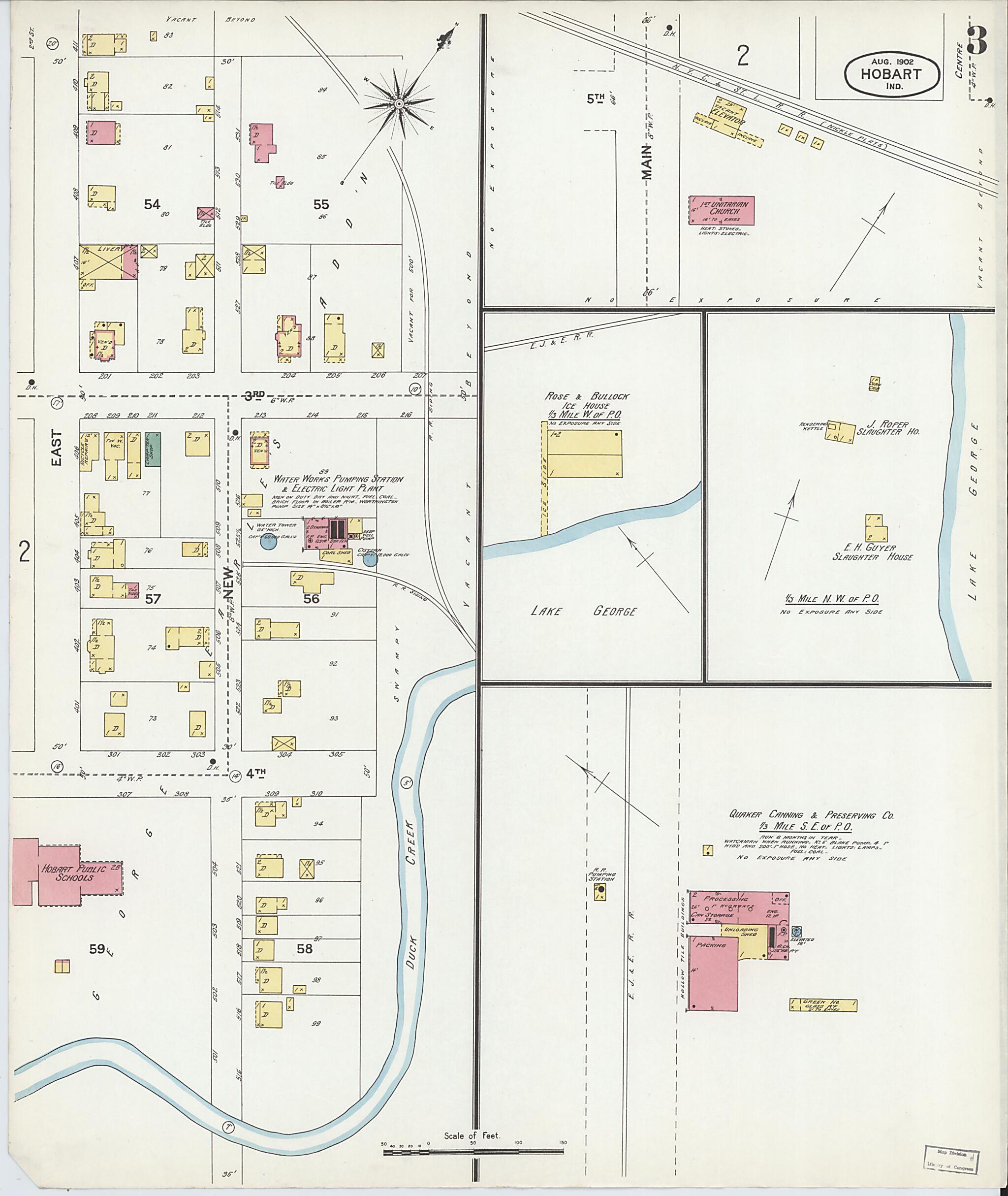 This old map of Hobart, Lake County, Indiana was created by Sanborn Map Company in 1902