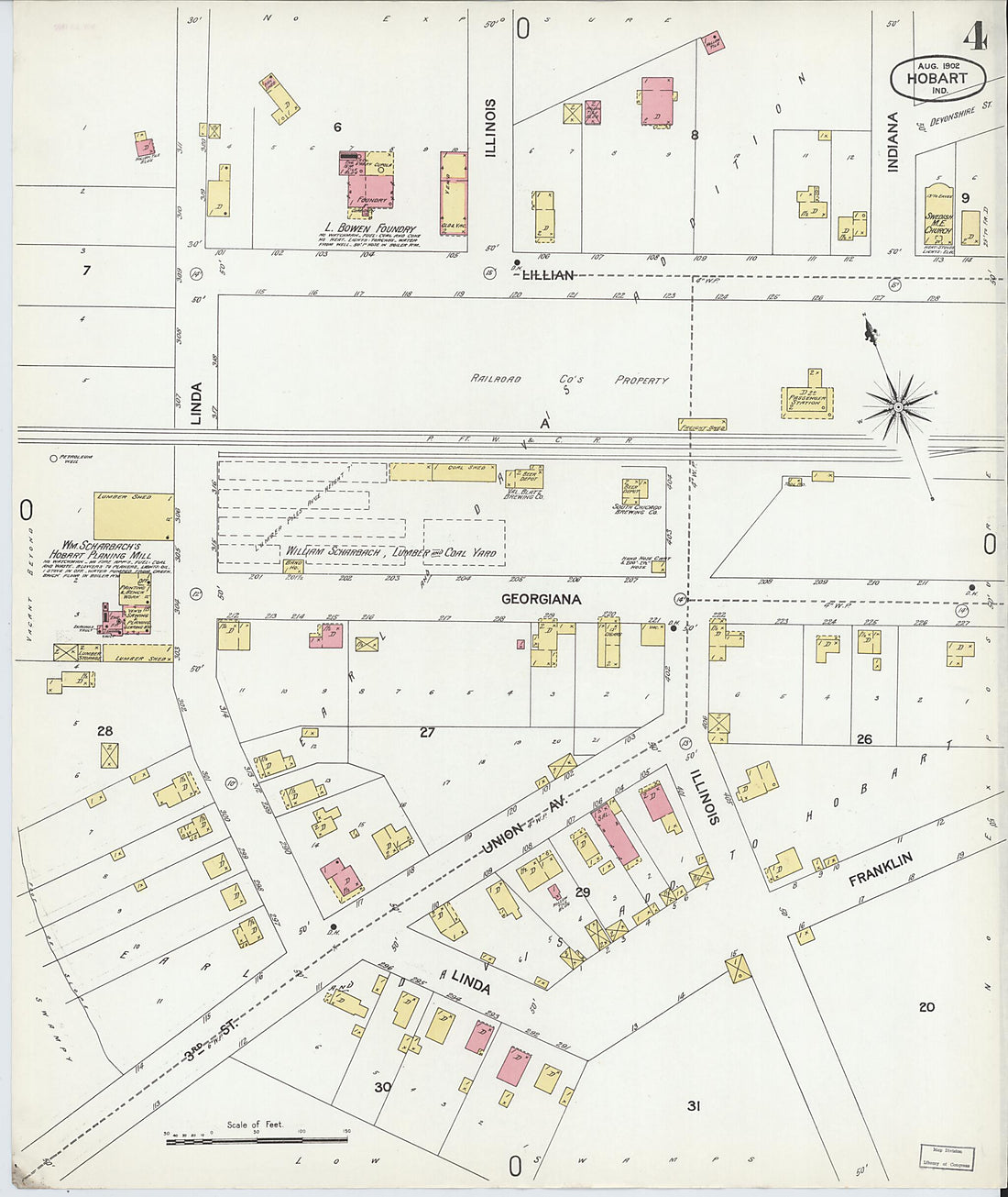 This old map of Hobart, Lake County, Indiana was created by Sanborn Map Company in 1902