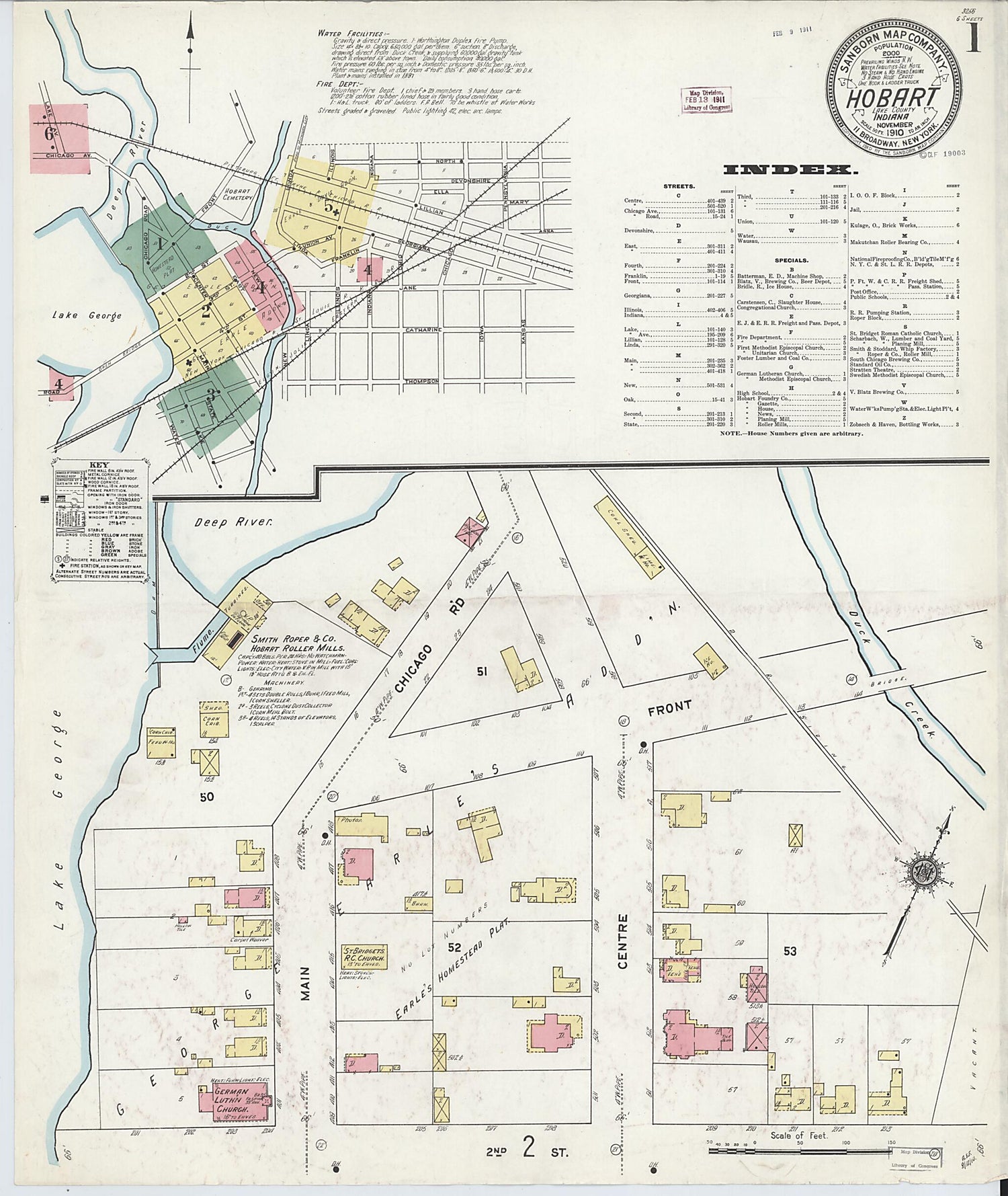 This old map of Hobart, Lake County, Indiana was created by Sanborn Map Company in 1910