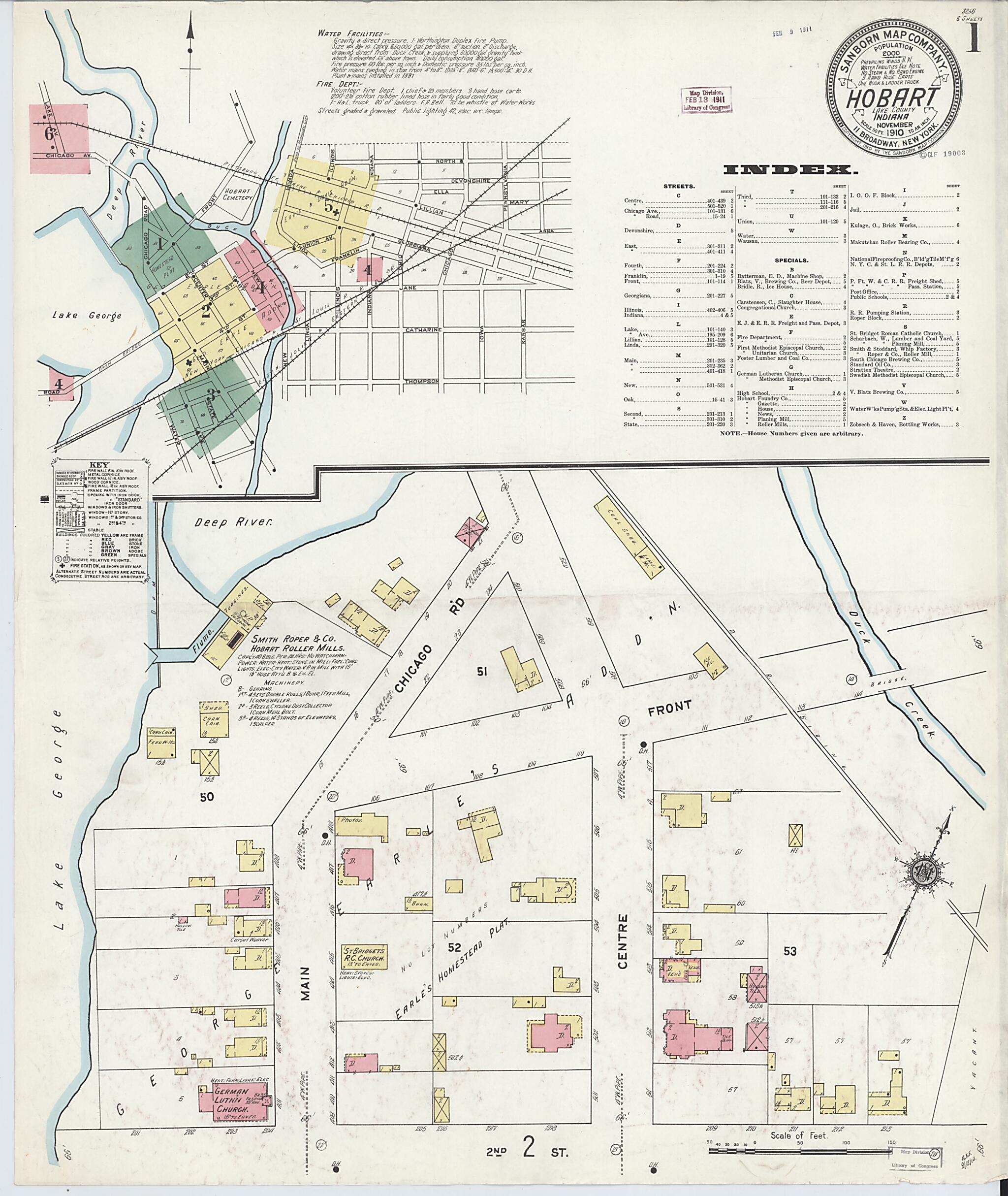 This old map of Hobart, Lake County, Indiana was created by Sanborn Map Company in 1910