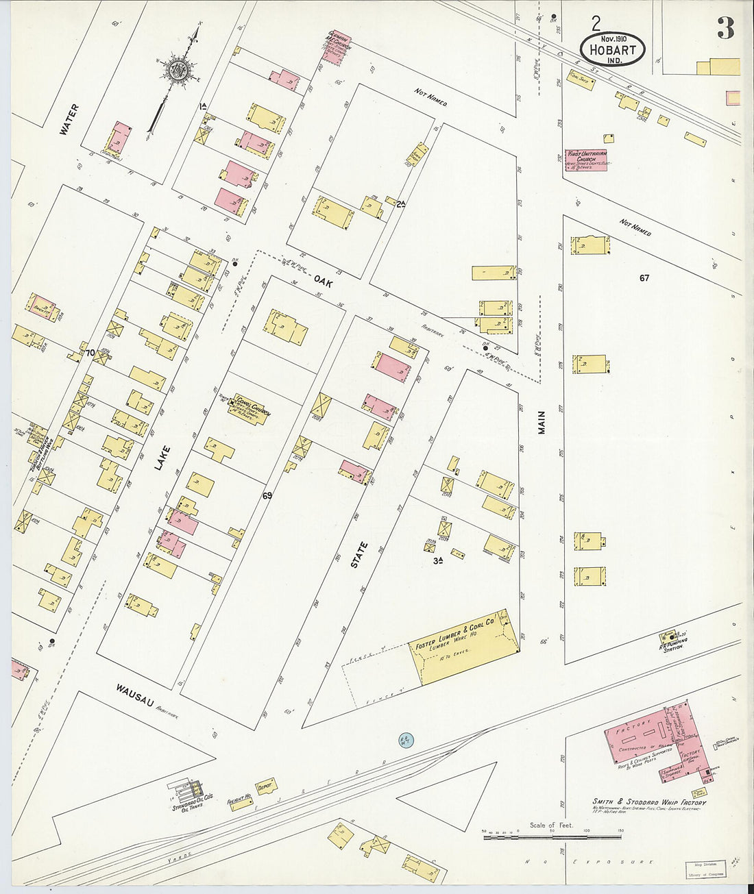 This old map of Hobart, Lake County, Indiana was created by Sanborn Map Company in 1910