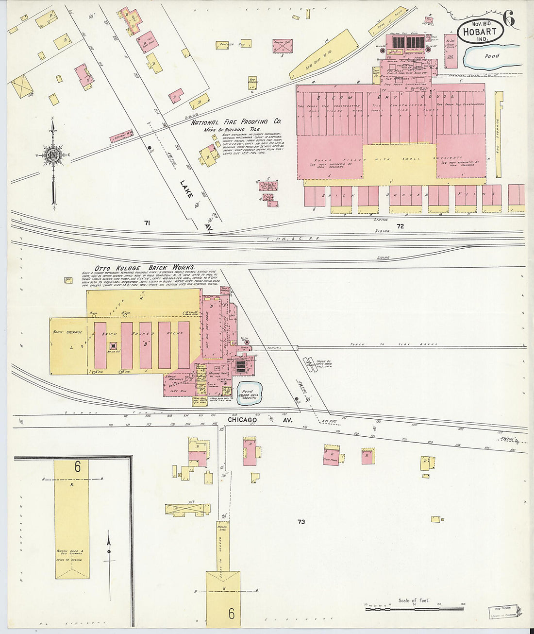 This old map of Hobart, Lake County, Indiana was created by Sanborn Map Company in 1910