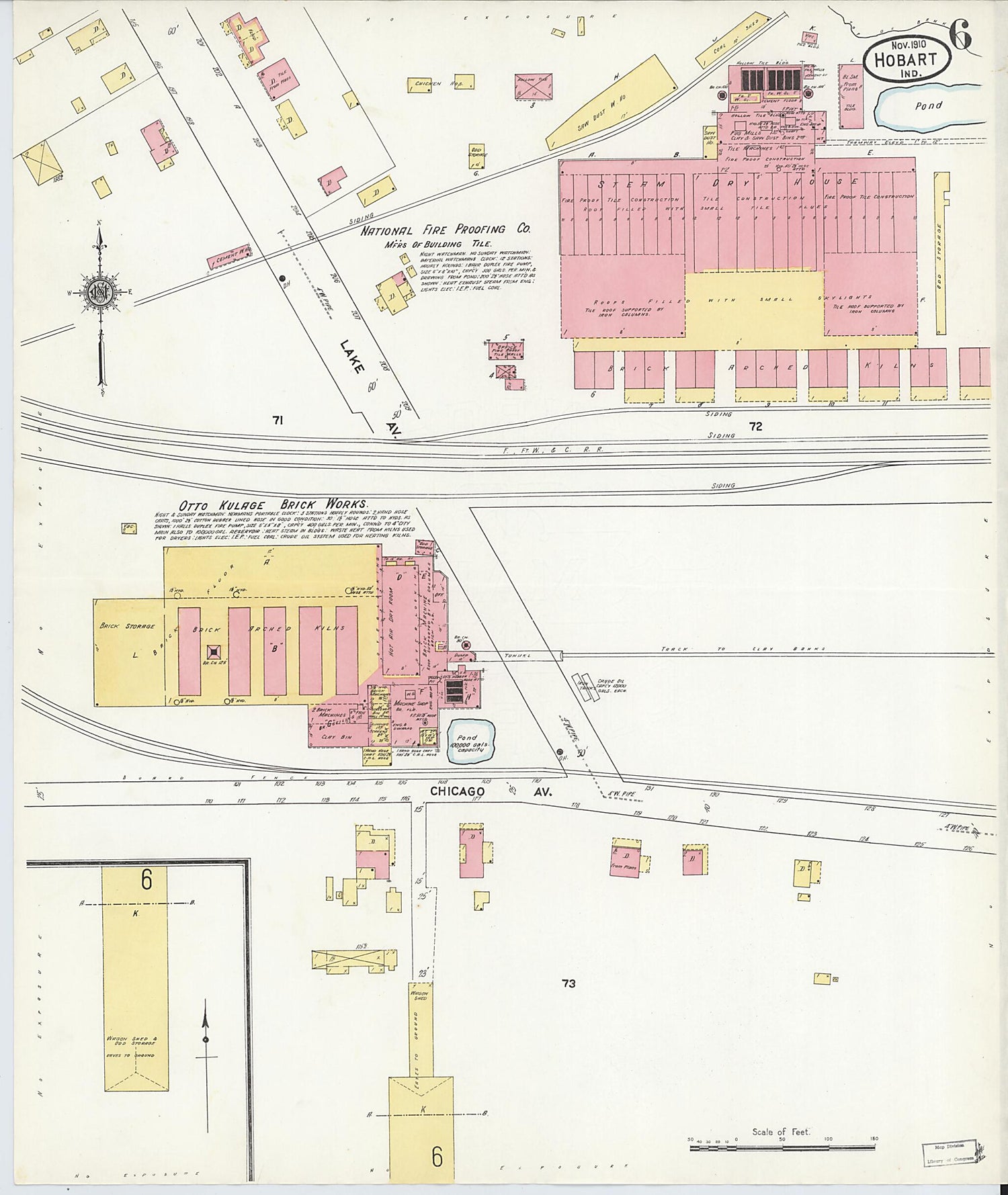 This old map of Hobart, Lake County, Indiana was created by Sanborn Map Company in 1910