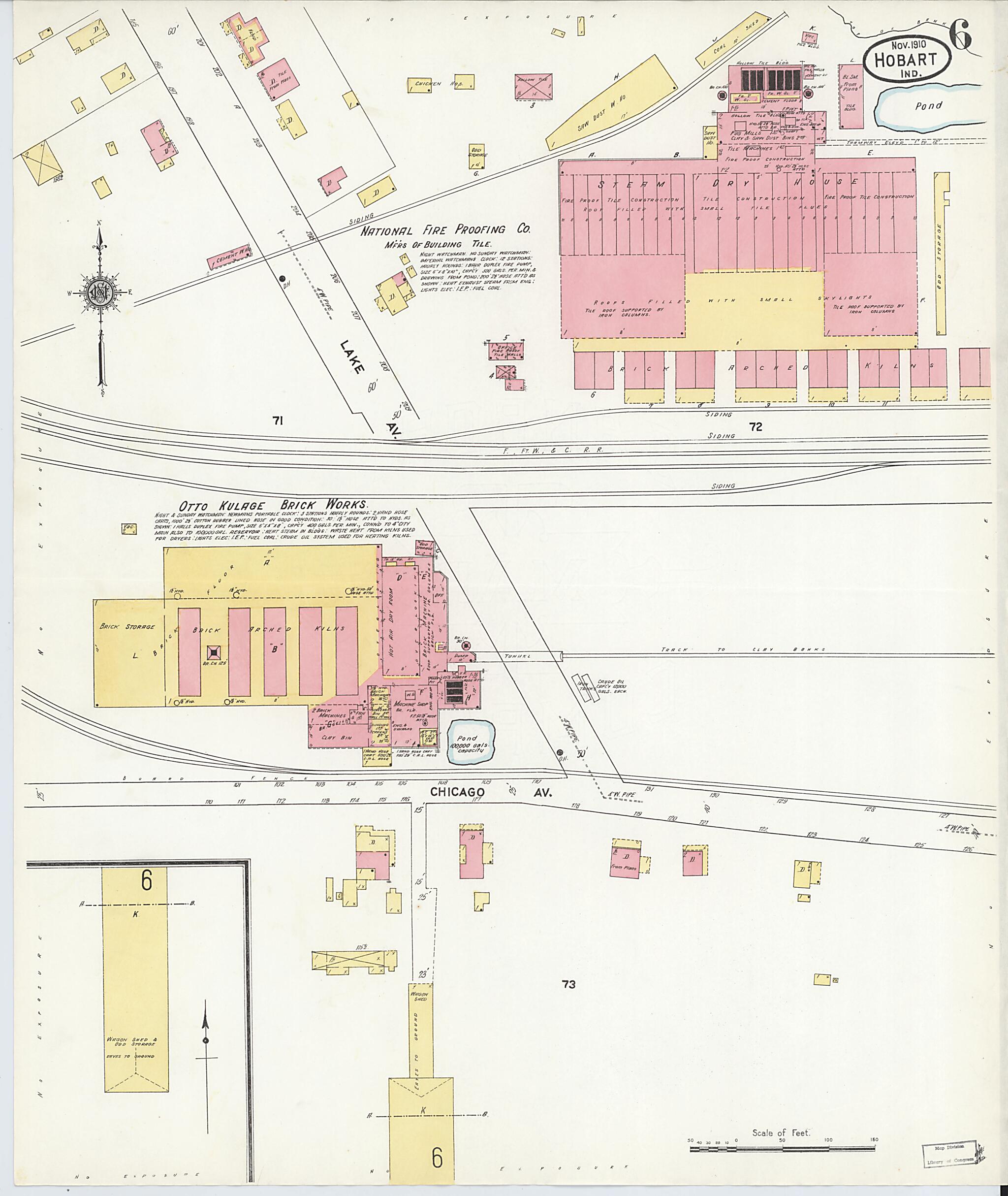 This old map of Hobart, Lake County, Indiana was created by Sanborn Map Company in 1910