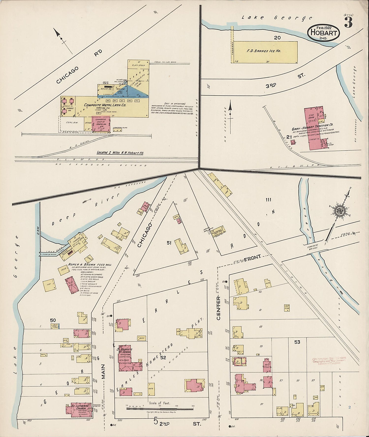 This old map of Hobart, Lake County, Indiana was created by Sanborn Map Company in 1922