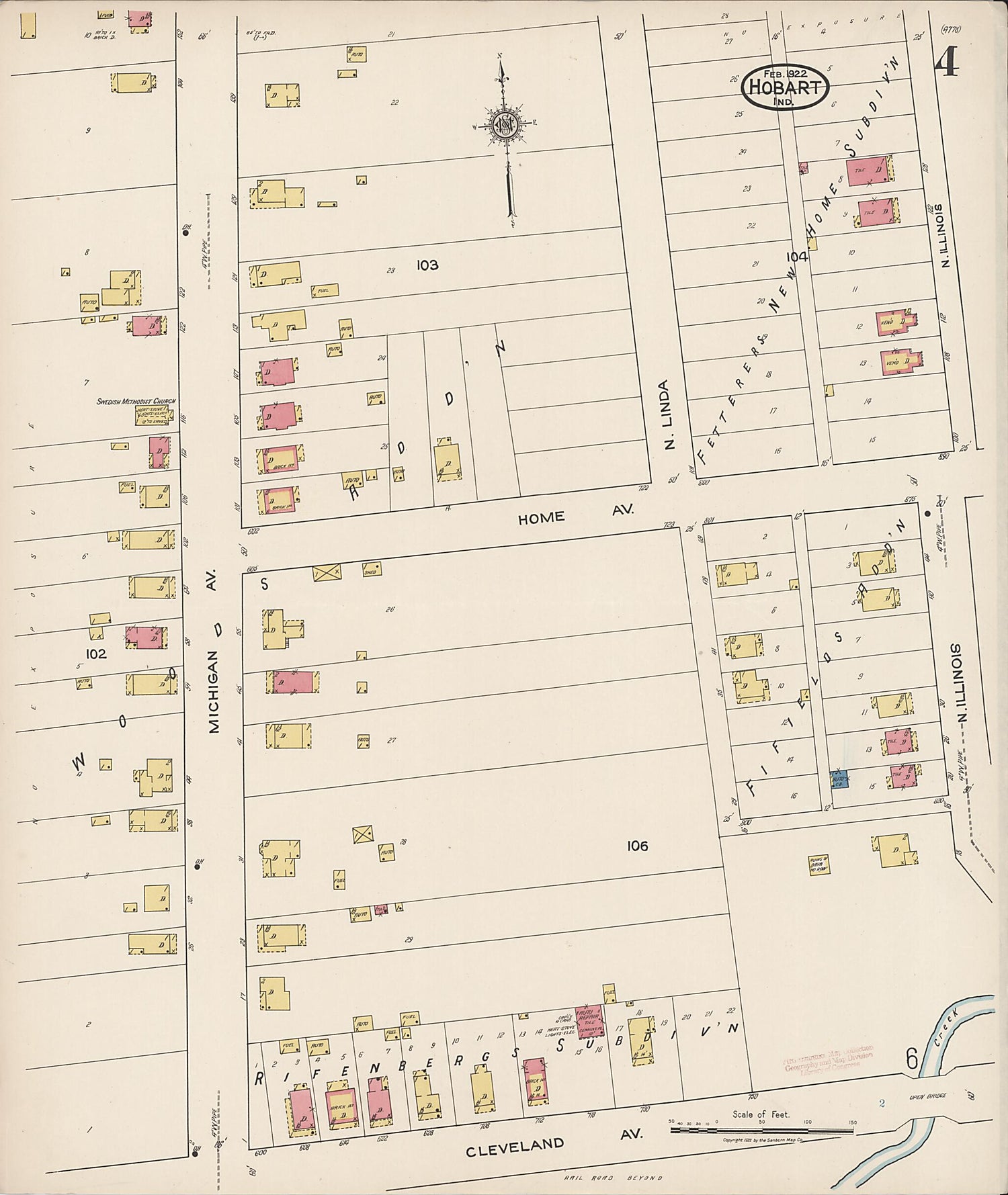 This old map of Hobart, Lake County, Indiana was created by Sanborn Map Company in 1922