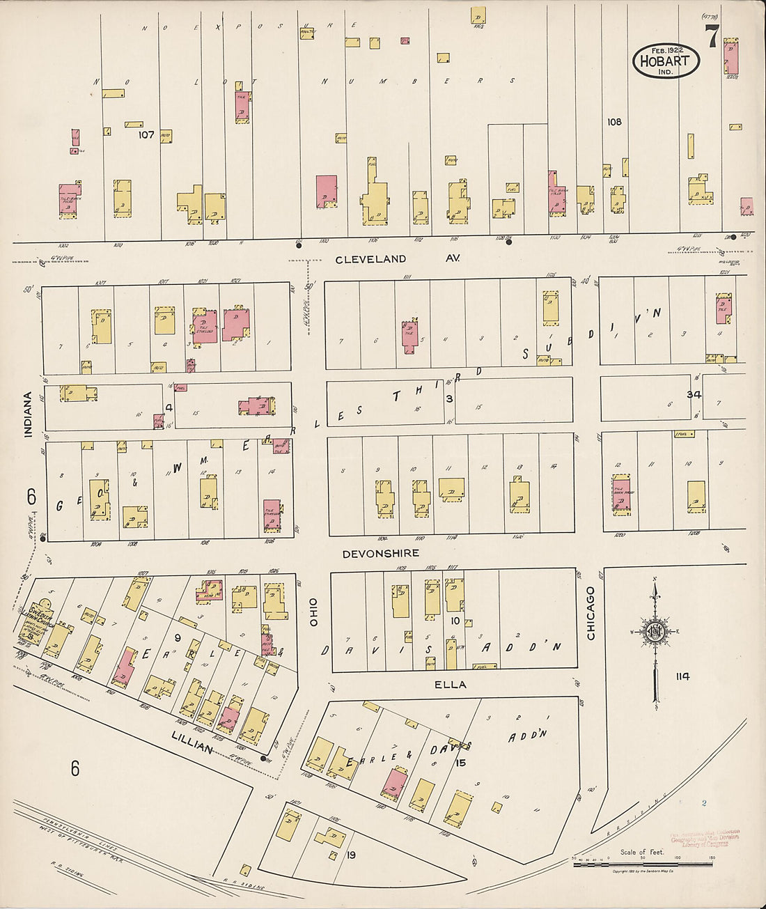 This old map of Hobart, Lake County, Indiana was created by Sanborn Map Company in 1922