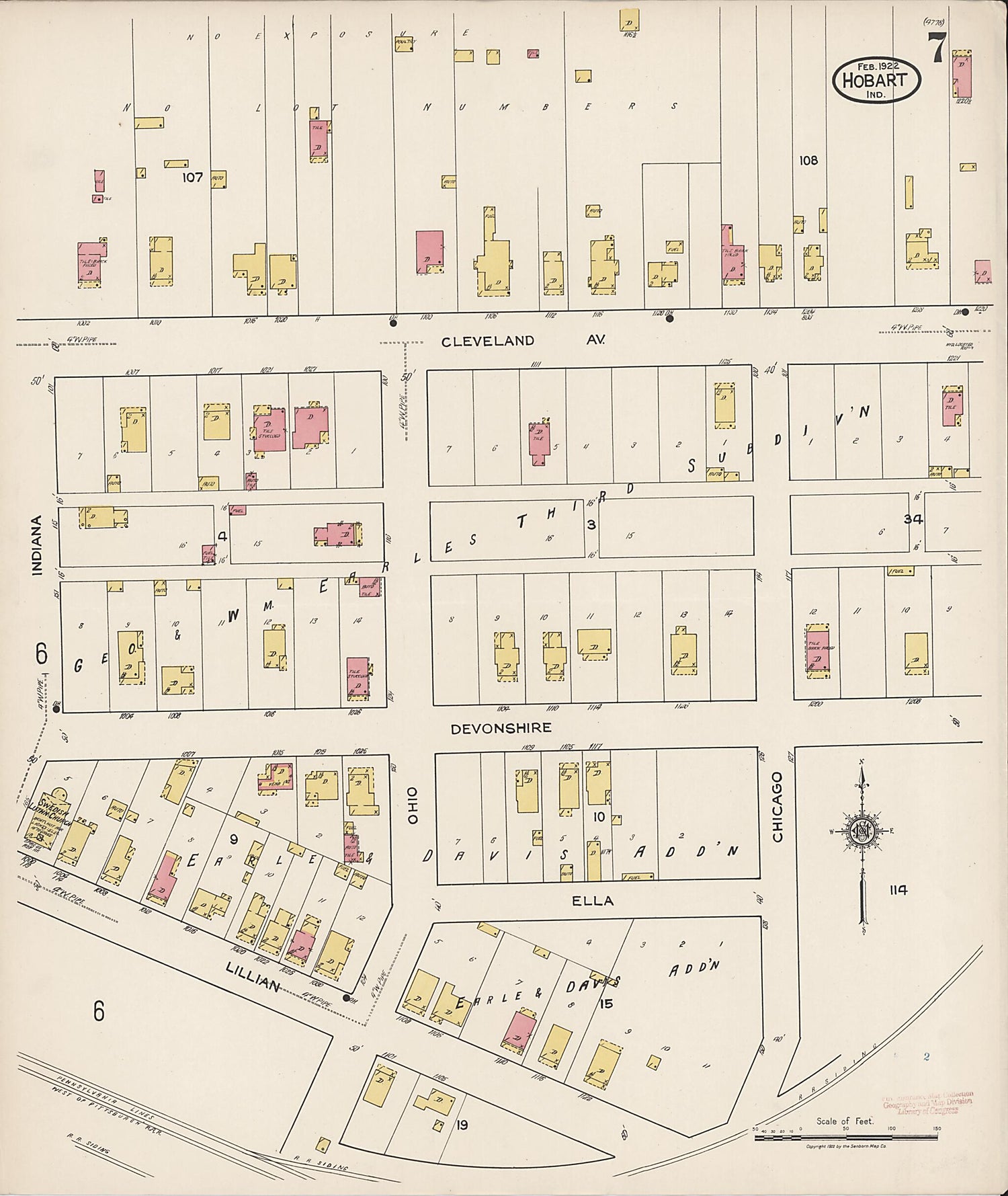 This old map of Hobart, Lake County, Indiana was created by Sanborn Map Company in 1922