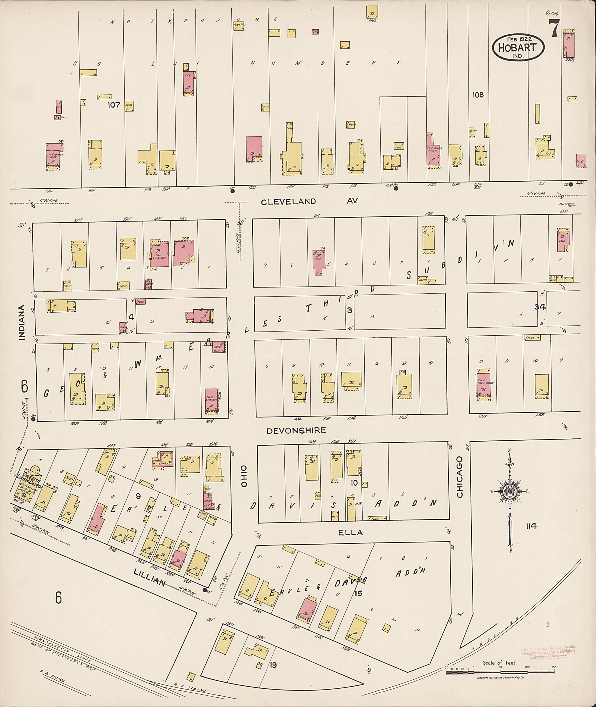 This old map of Hobart, Lake County, Indiana was created by Sanborn Map Company in 1922