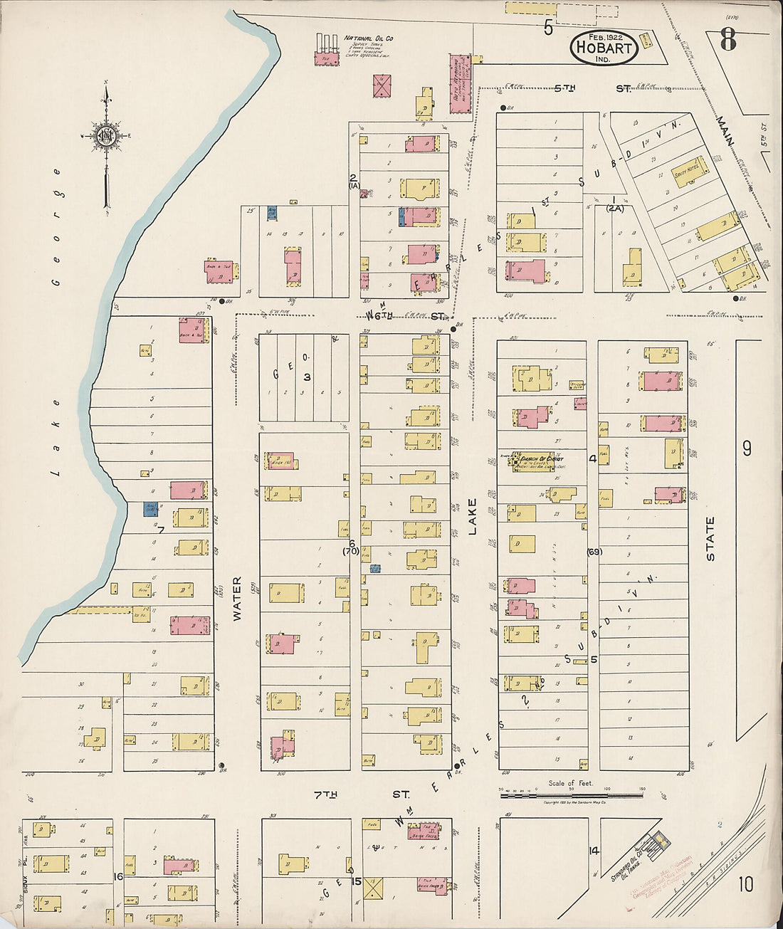 This old map of Hobart, Lake County, Indiana was created by Sanborn Map Company in 1922