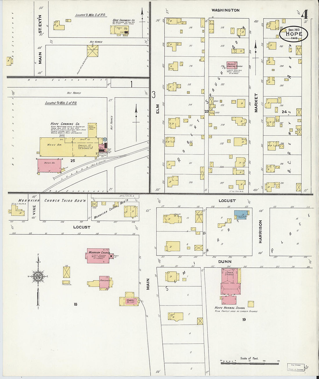 This old map of Hope, Bartholomew County, Indiana was created by Sanborn Map Company in 1910