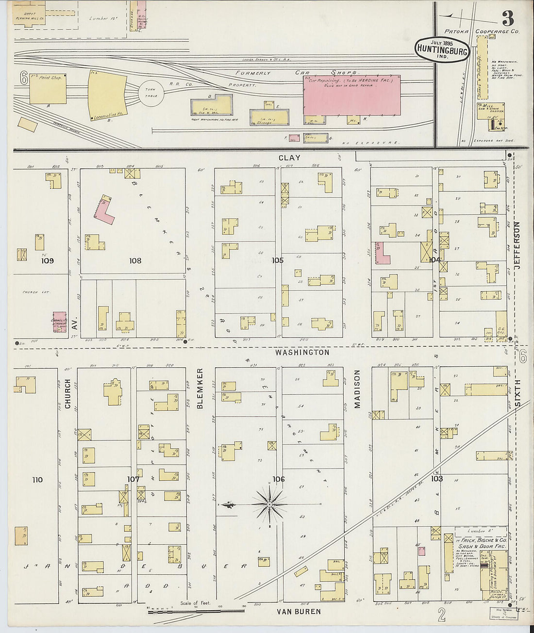 This old map of Huntingburg, Dubois County, Indiana was created by Sanborn Map Company in 1895