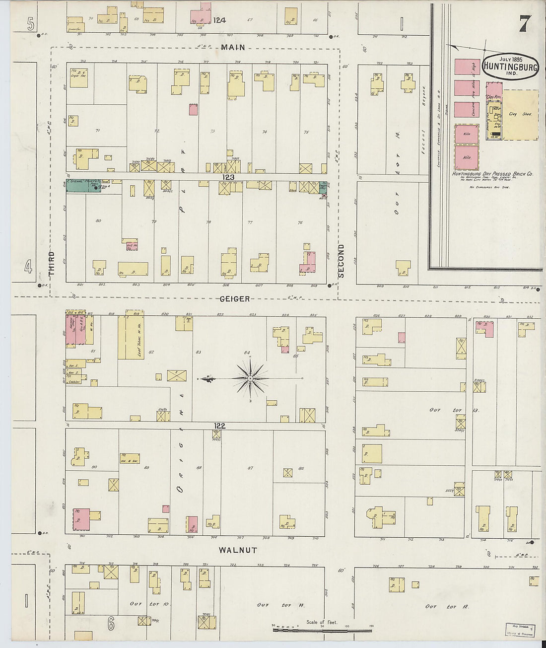 This old map of Huntingburg, Dubois County, Indiana was created by Sanborn Map Company in 1895