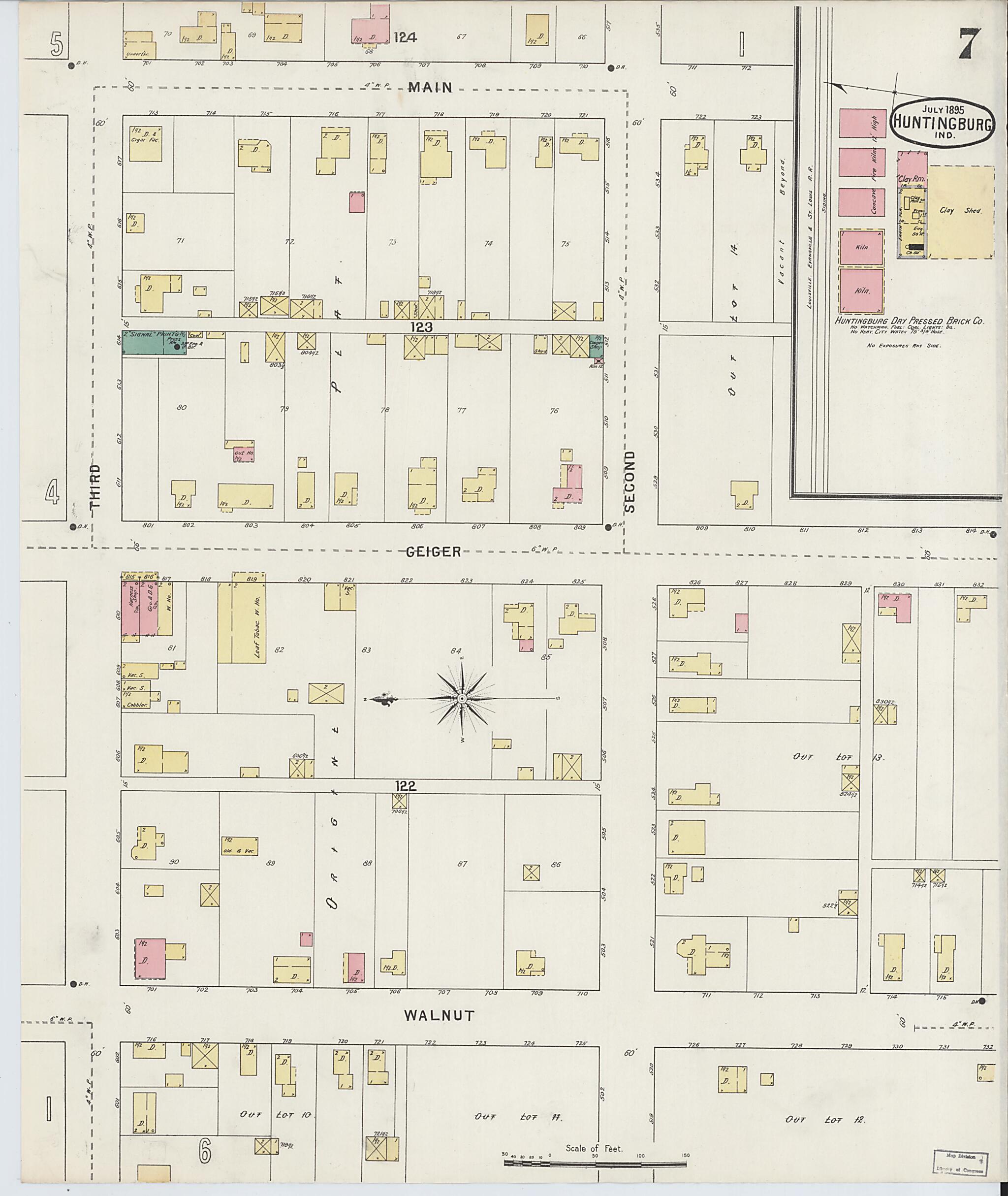 This old map of Huntingburg, Dubois County, Indiana was created by Sanborn Map Company in 1895