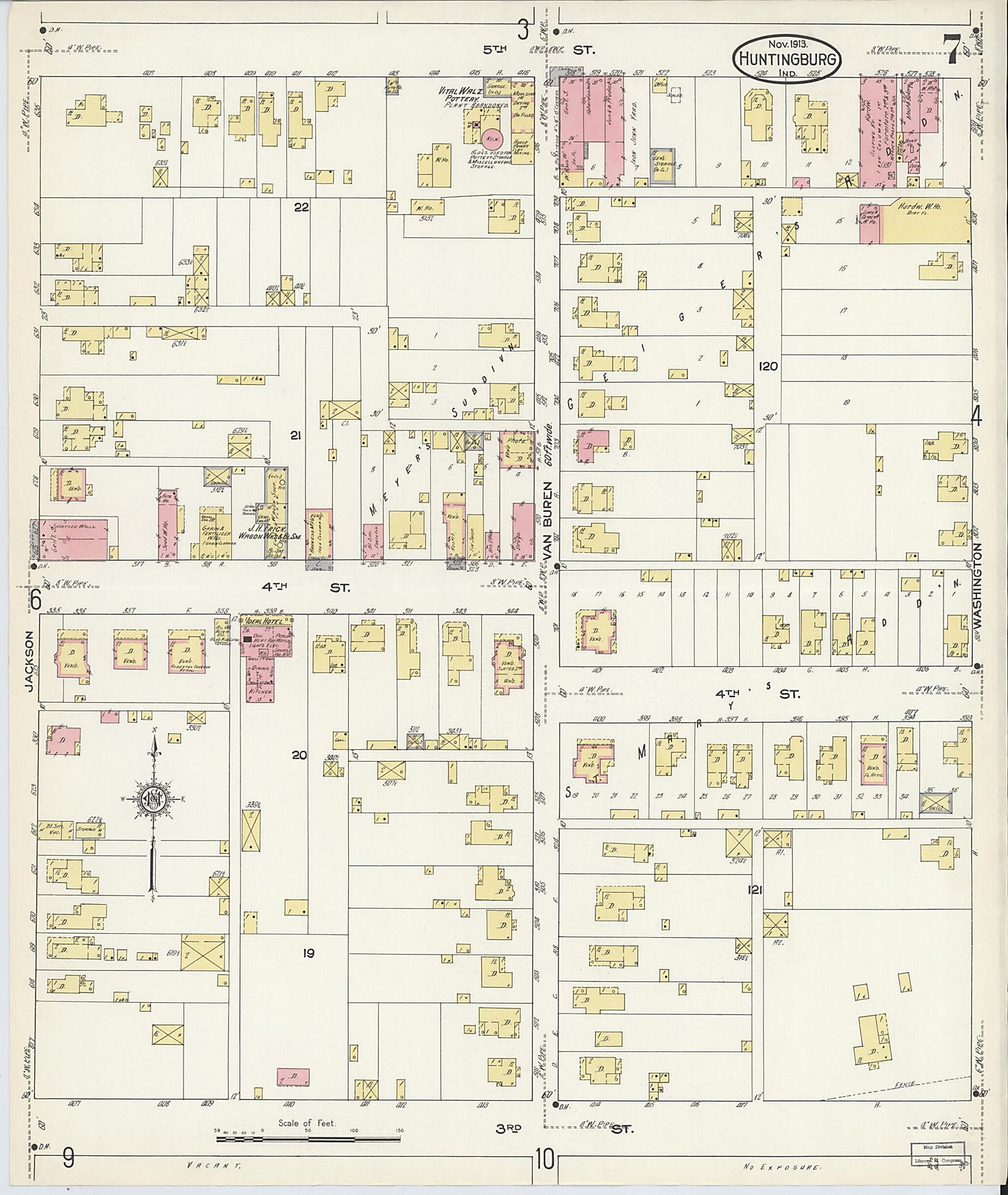 This old map of Huntingburg, Dubois County, Indiana was created by Sanborn Map Company in 1913