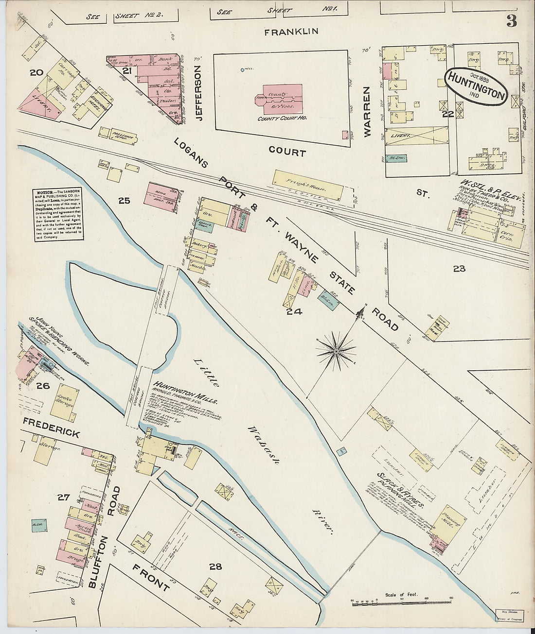 This old map of Huntington, Huntington County, Indiana was created by Sanborn Map Company in 1883