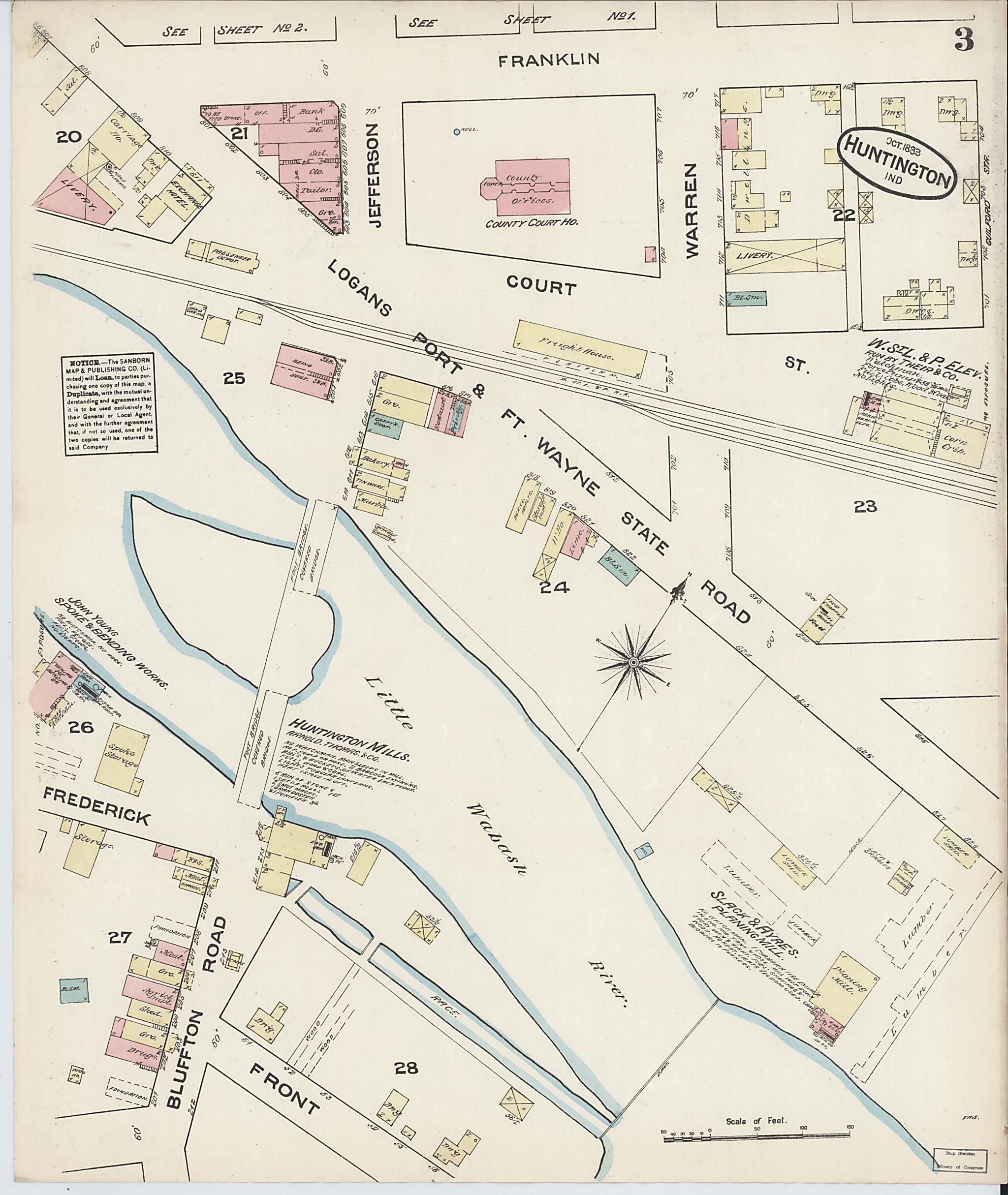 This old map of Huntington, Huntington County, Indiana was created by Sanborn Map Company in 1883