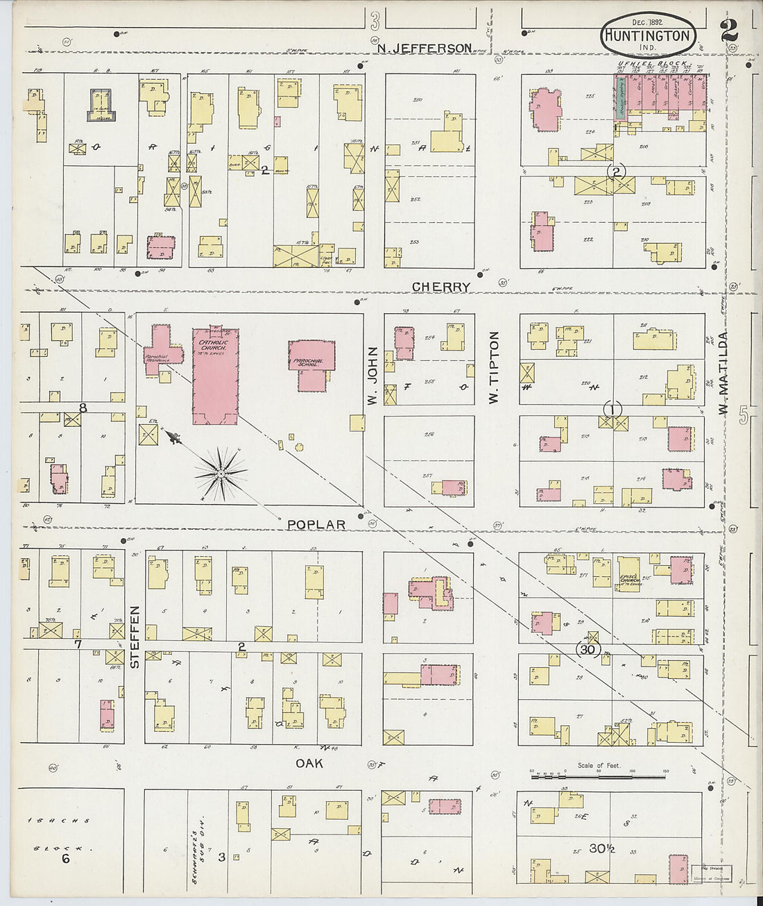 This old map of Huntington, Huntington County, Indiana was created by Sanborn Map Company in 1892