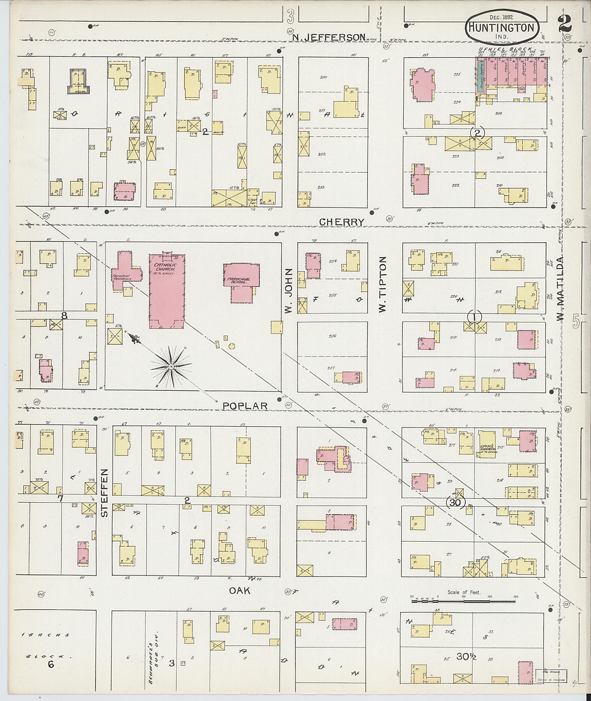 This old map of Huntington, Huntington County, Indiana was created by Sanborn Map Company in 1892