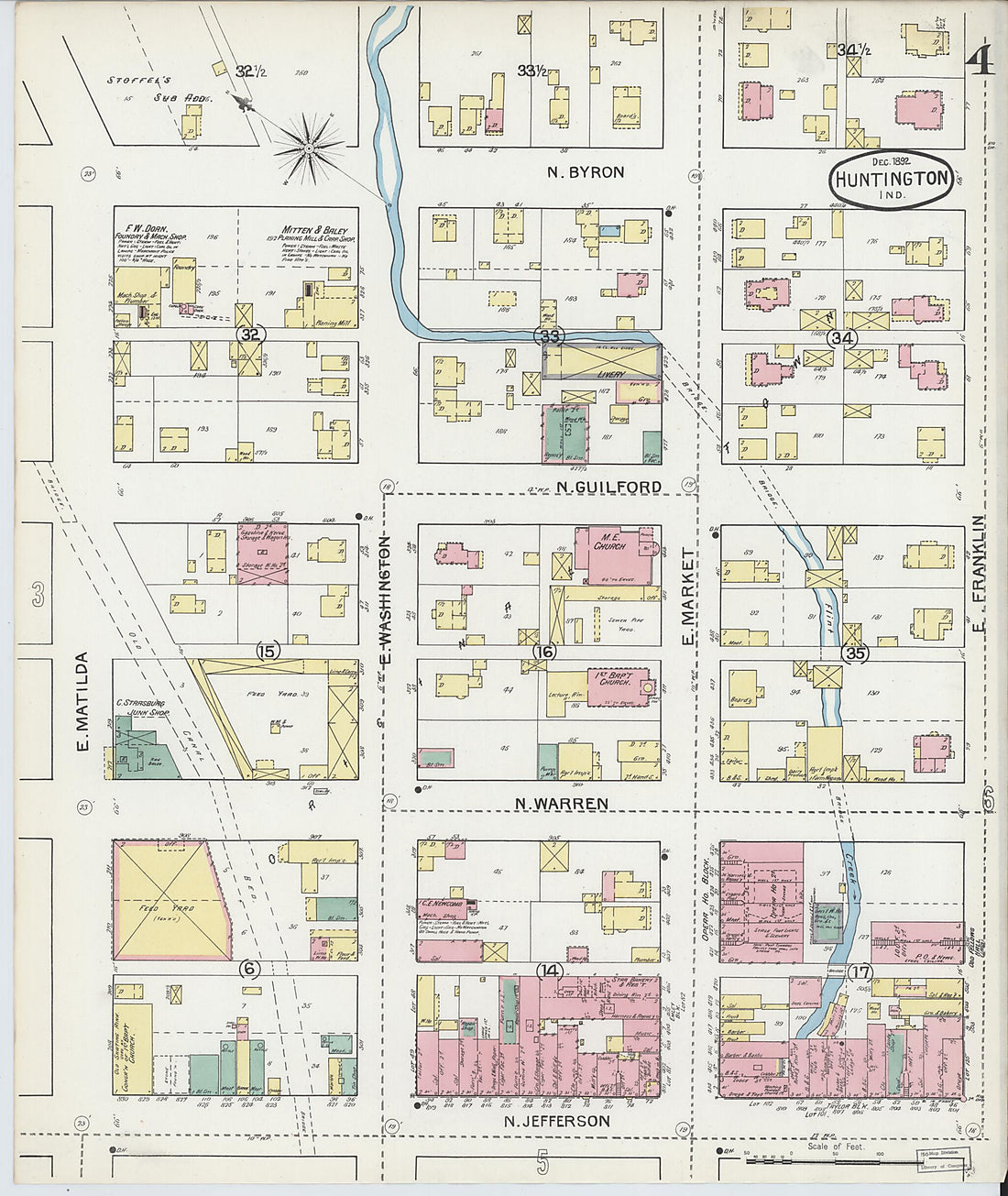 This old map of Huntington, Huntington County, Indiana was created by Sanborn Map Company in 1892