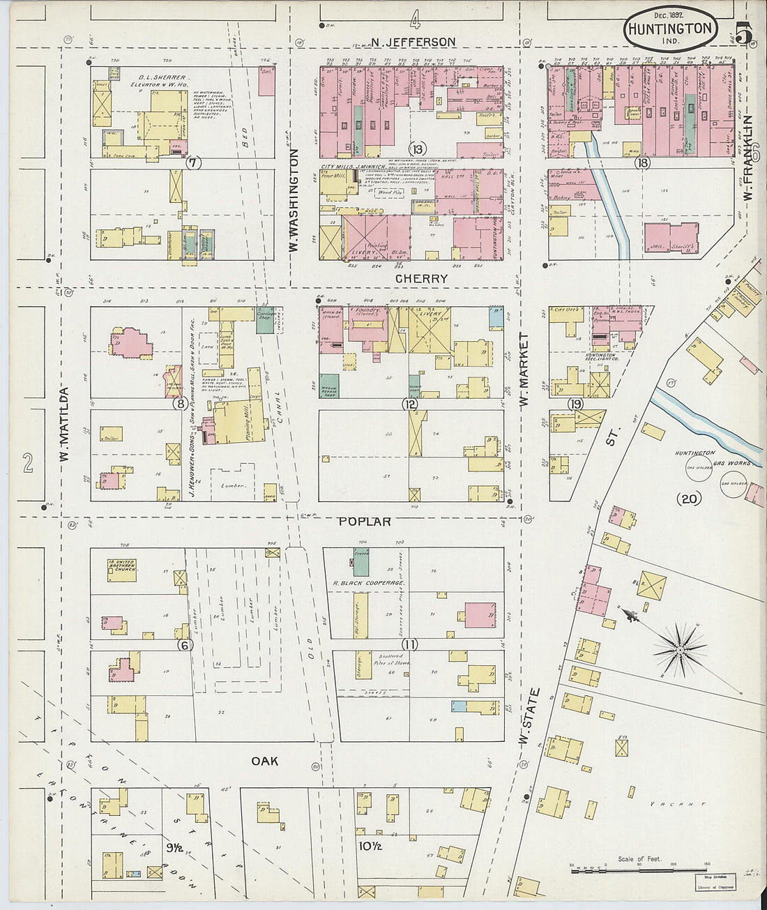 This old map of Huntington, Huntington County, Indiana was created by Sanborn Map Company in 1892