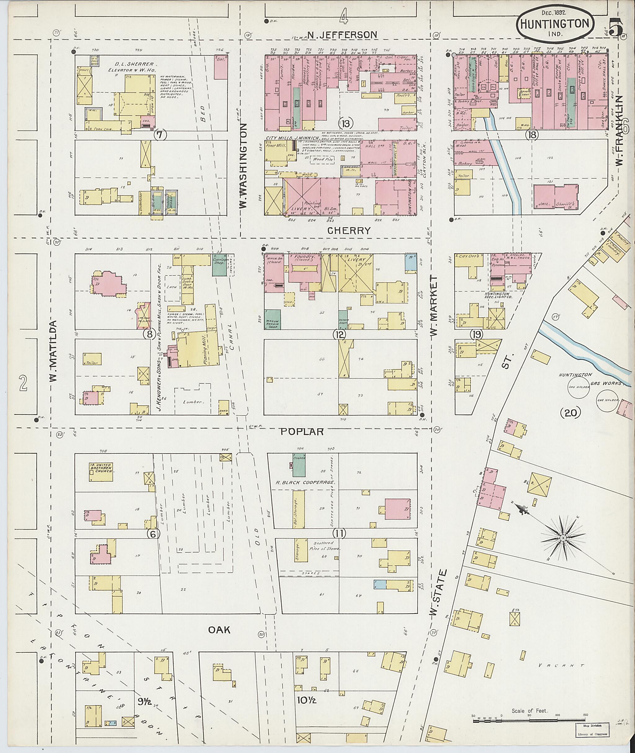 This old map of Huntington, Huntington County, Indiana was created by Sanborn Map Company in 1892