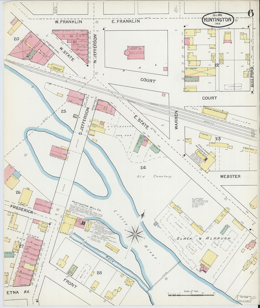 This old map of Huntington, Huntington County, Indiana was created by Sanborn Map Company in 1892